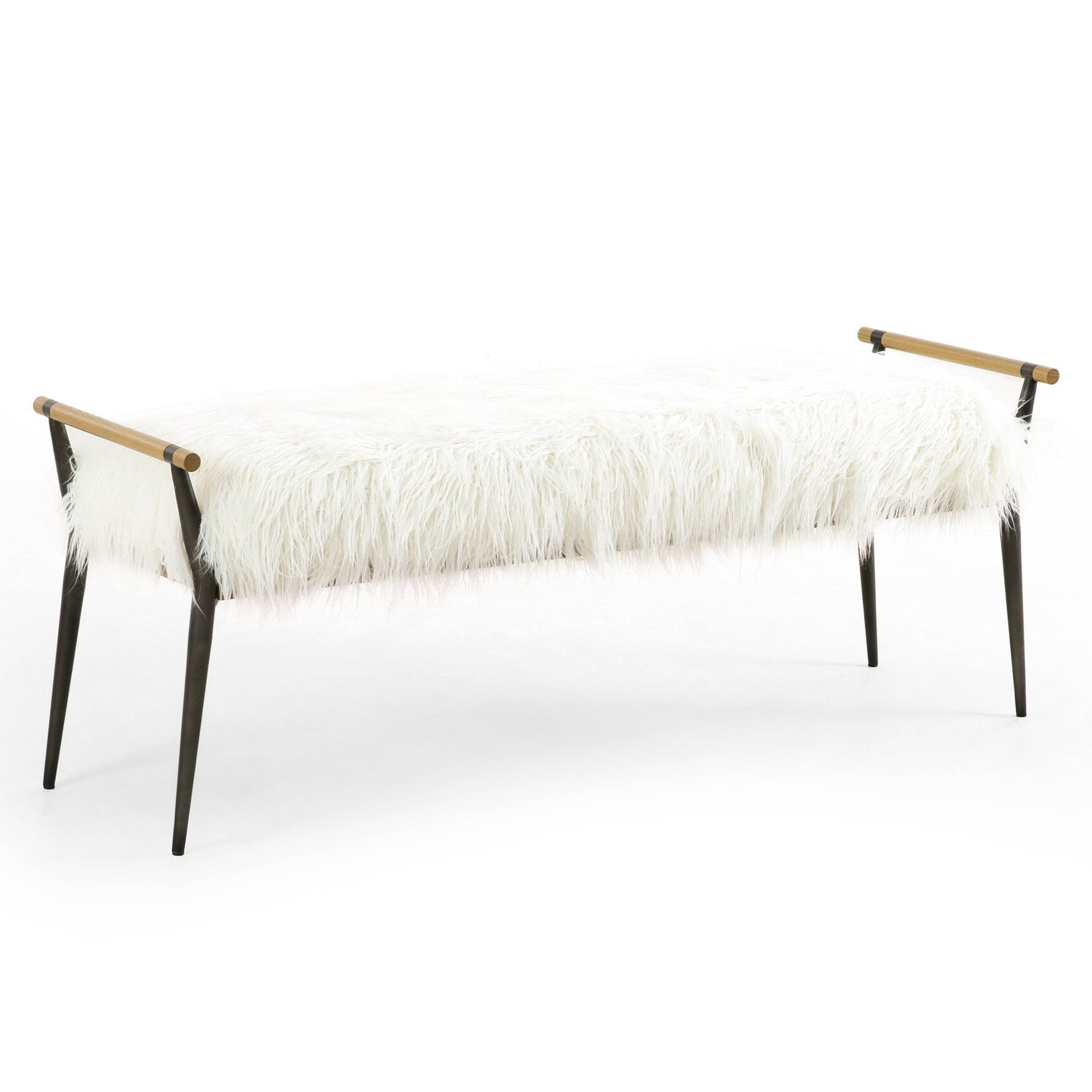 Charlotte Bench, Mongolian Cream Fur
