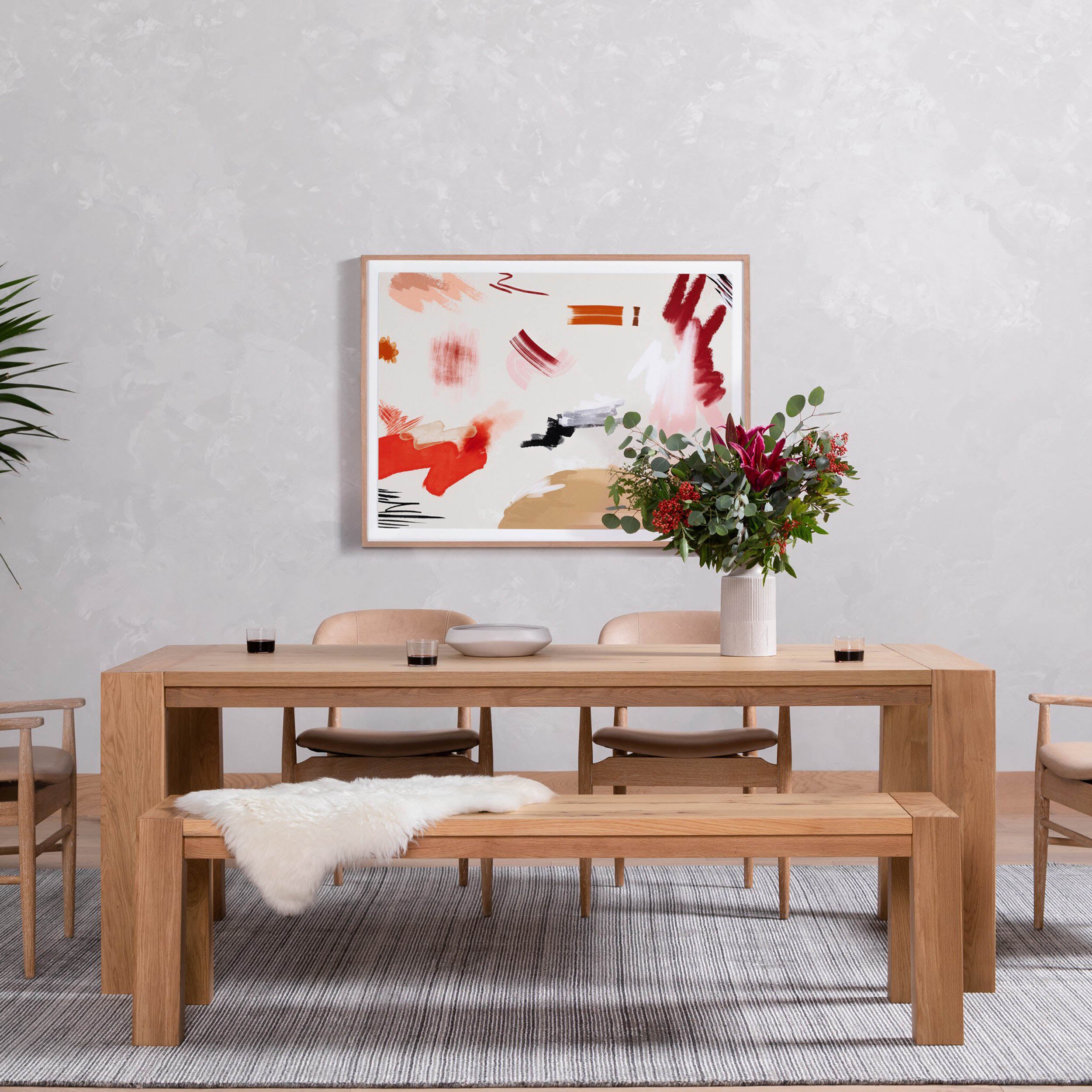 Capra Dining Table, Light Oak Resin