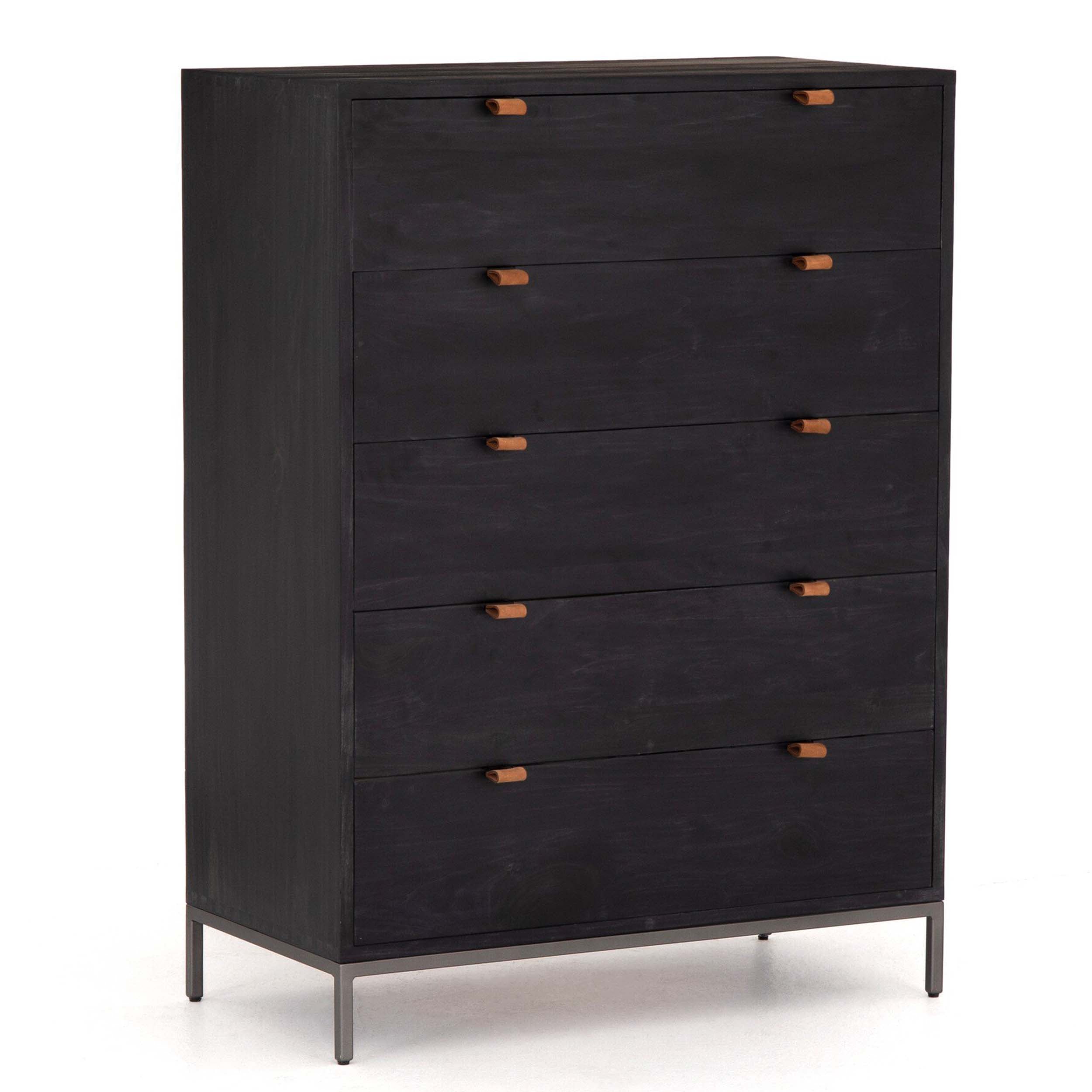 Trey 5 Drawer Dresser, Black Wash Poplar