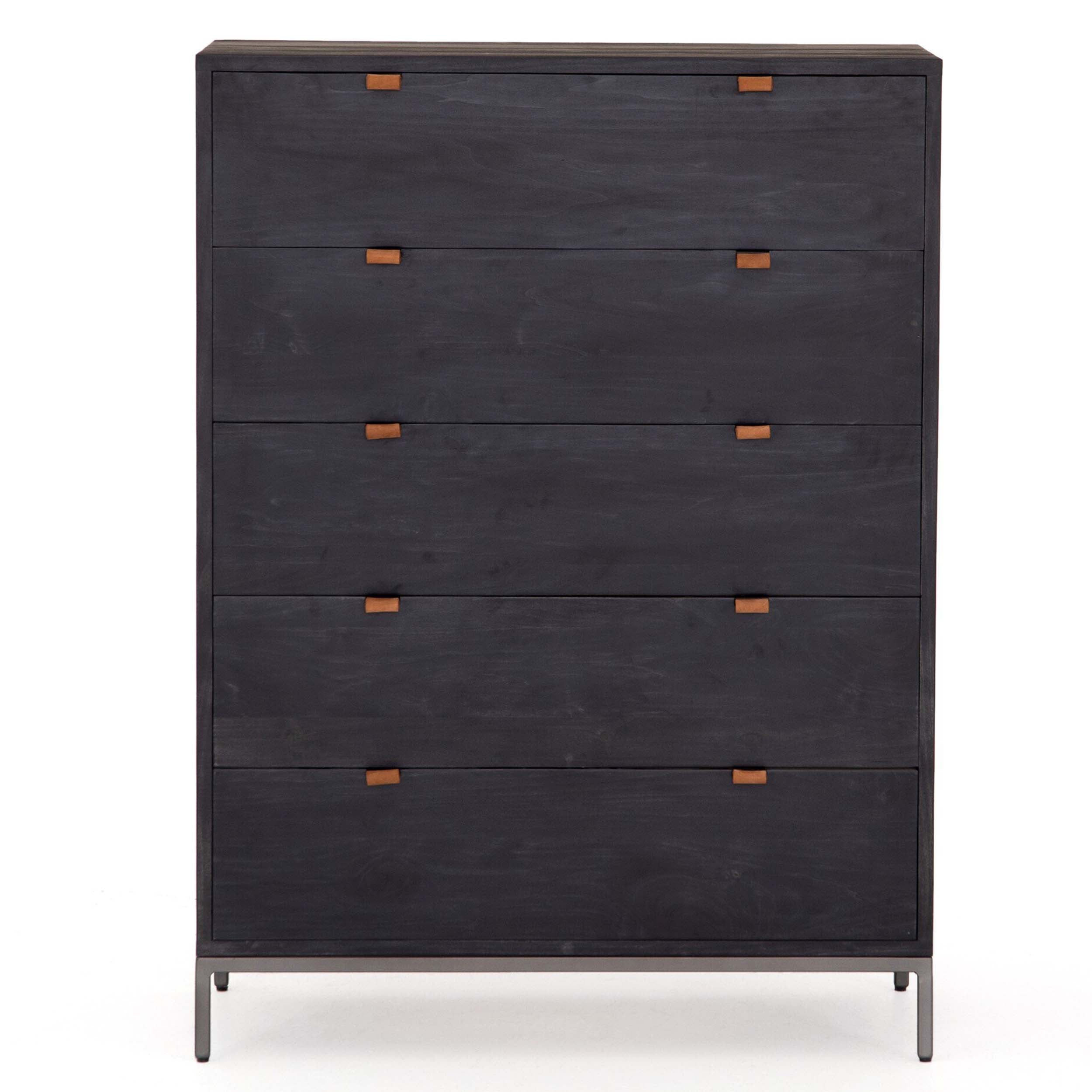 Trey 5 Drawer Dresser, Black Wash Poplar