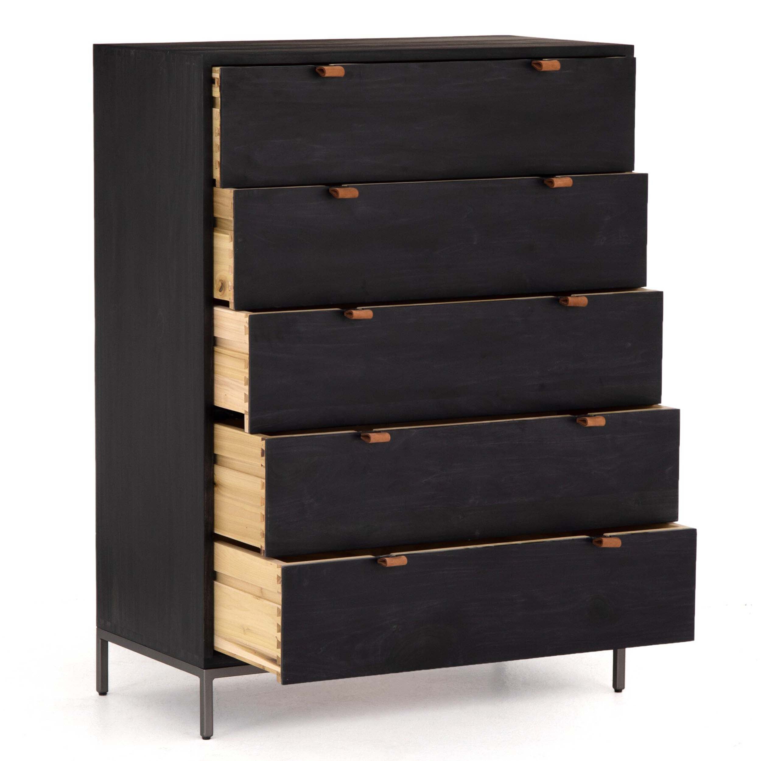 Trey 5 Drawer Dresser, Black Wash Poplar