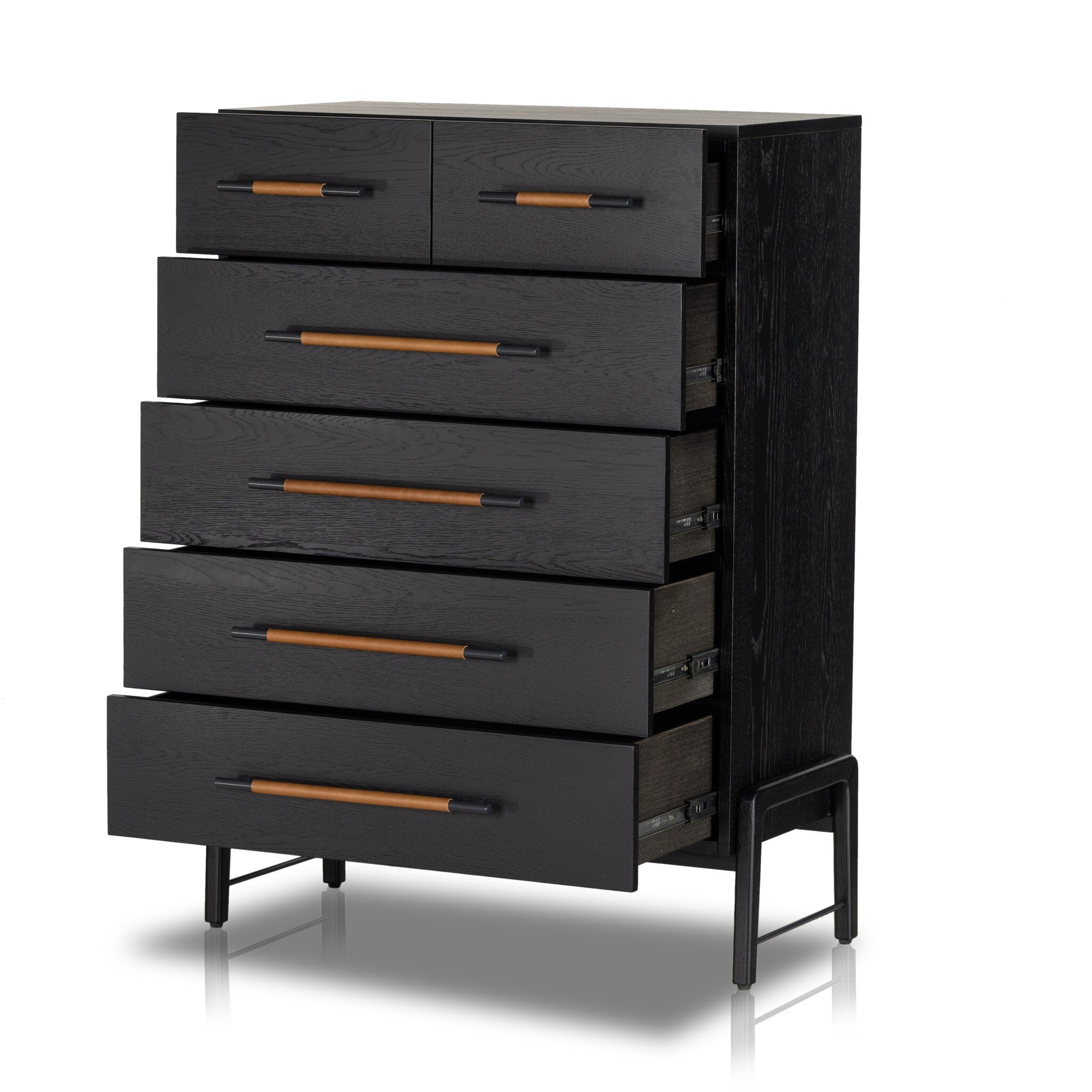 Rosedale 6 Drawer Tall Dresser, Ebony Oak Veneer