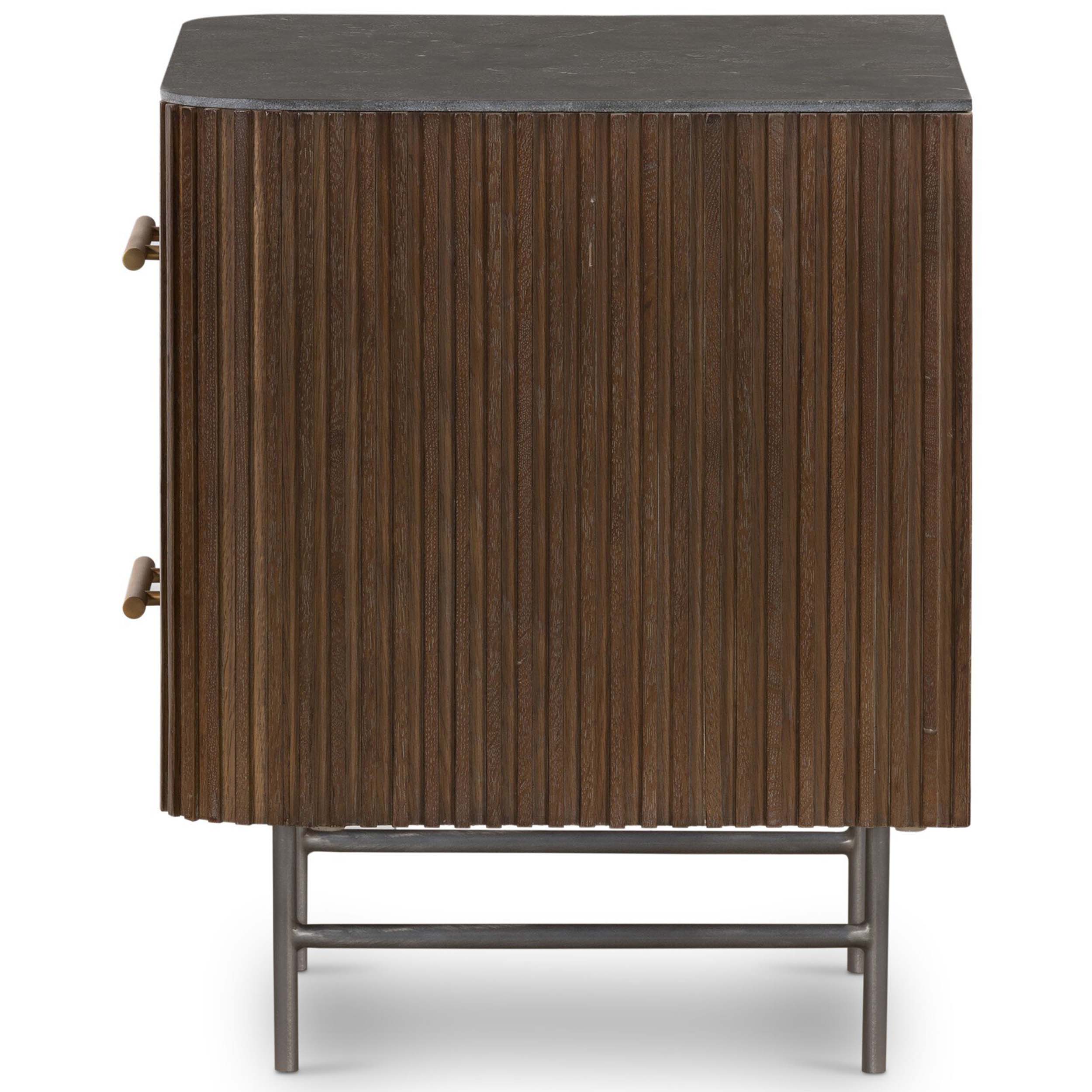Fletcher Nightstand, Bluestone/Terra Brown Oak Venner