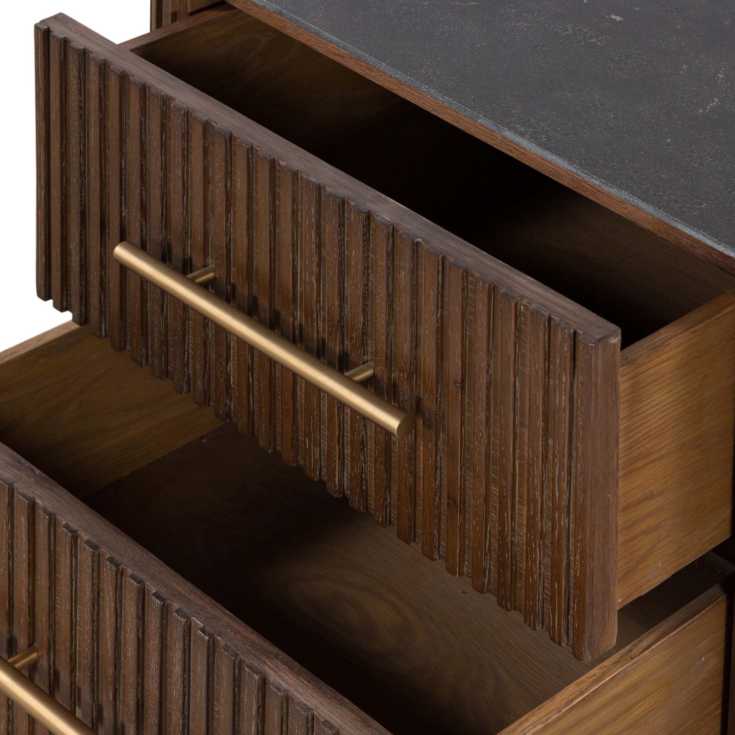 Fletcher Nightstand, Bluestone/Terra Brown Oak Venner