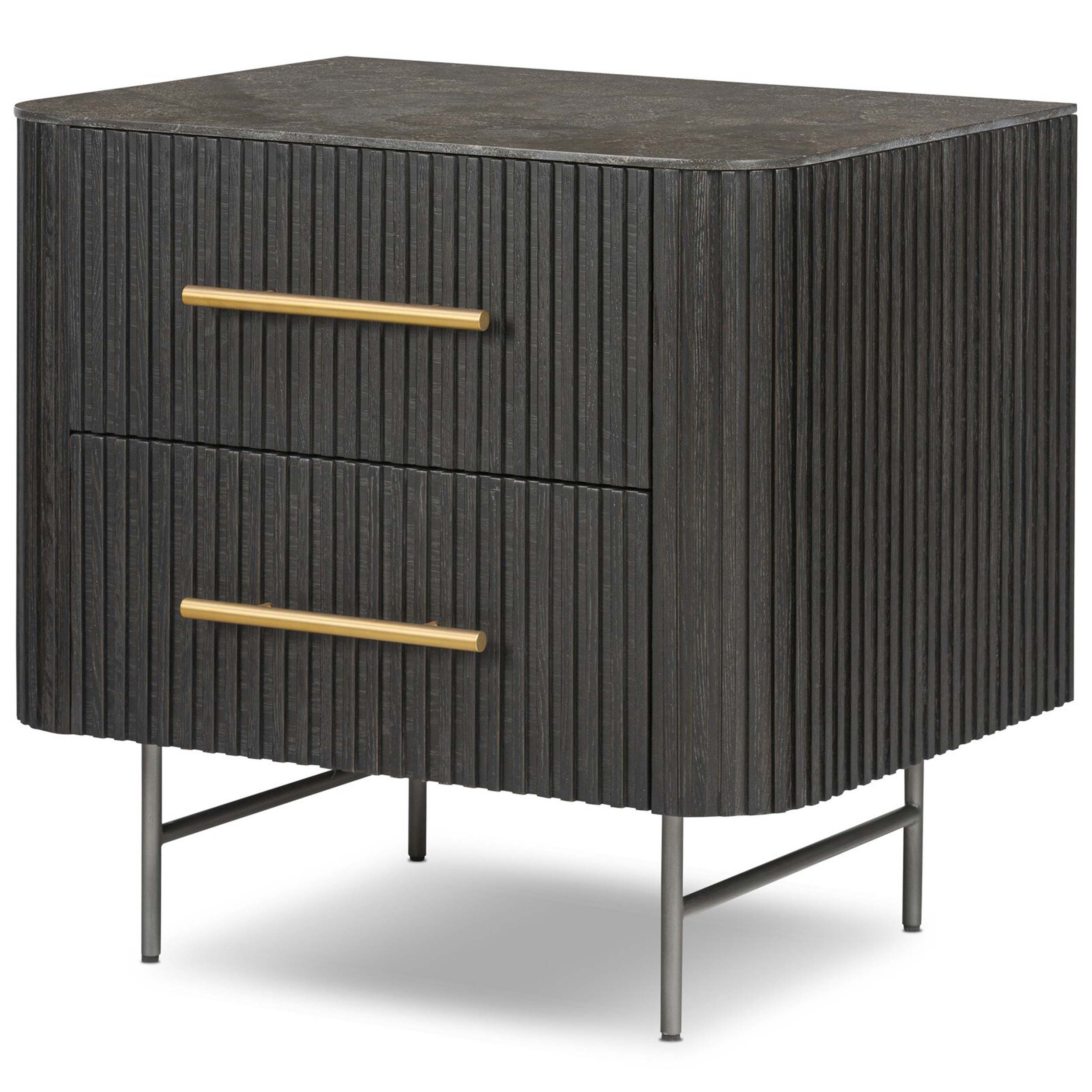 Fletcher Nightstand, Bluestone/Distressed Black Oak