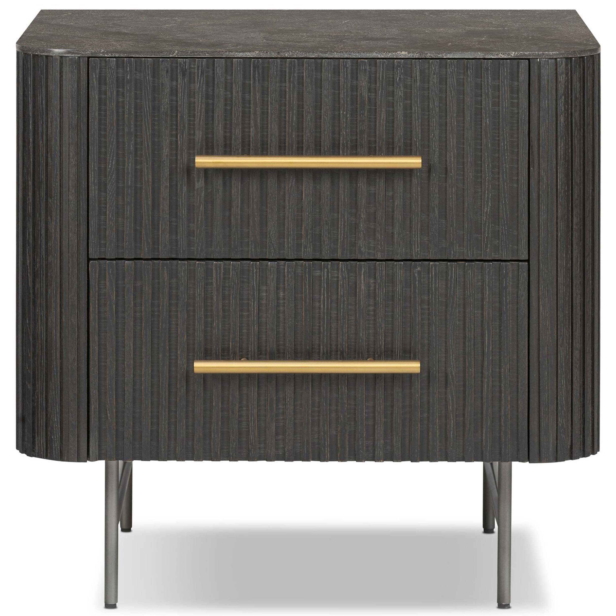 Fletcher Nightstand, Bluestone/Distressed Black Oak