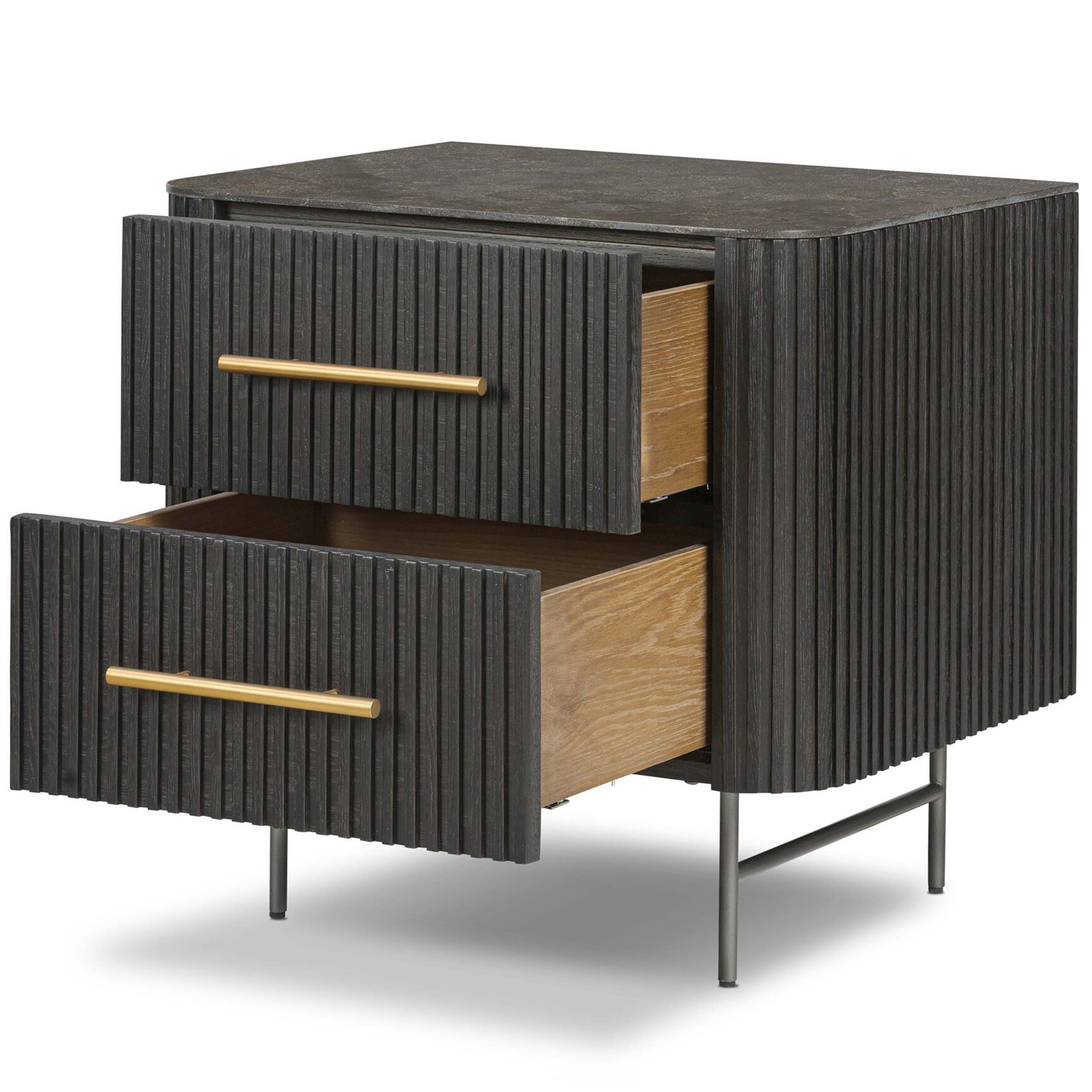 Fletcher Nightstand, Bluestone/Distressed Black Oak