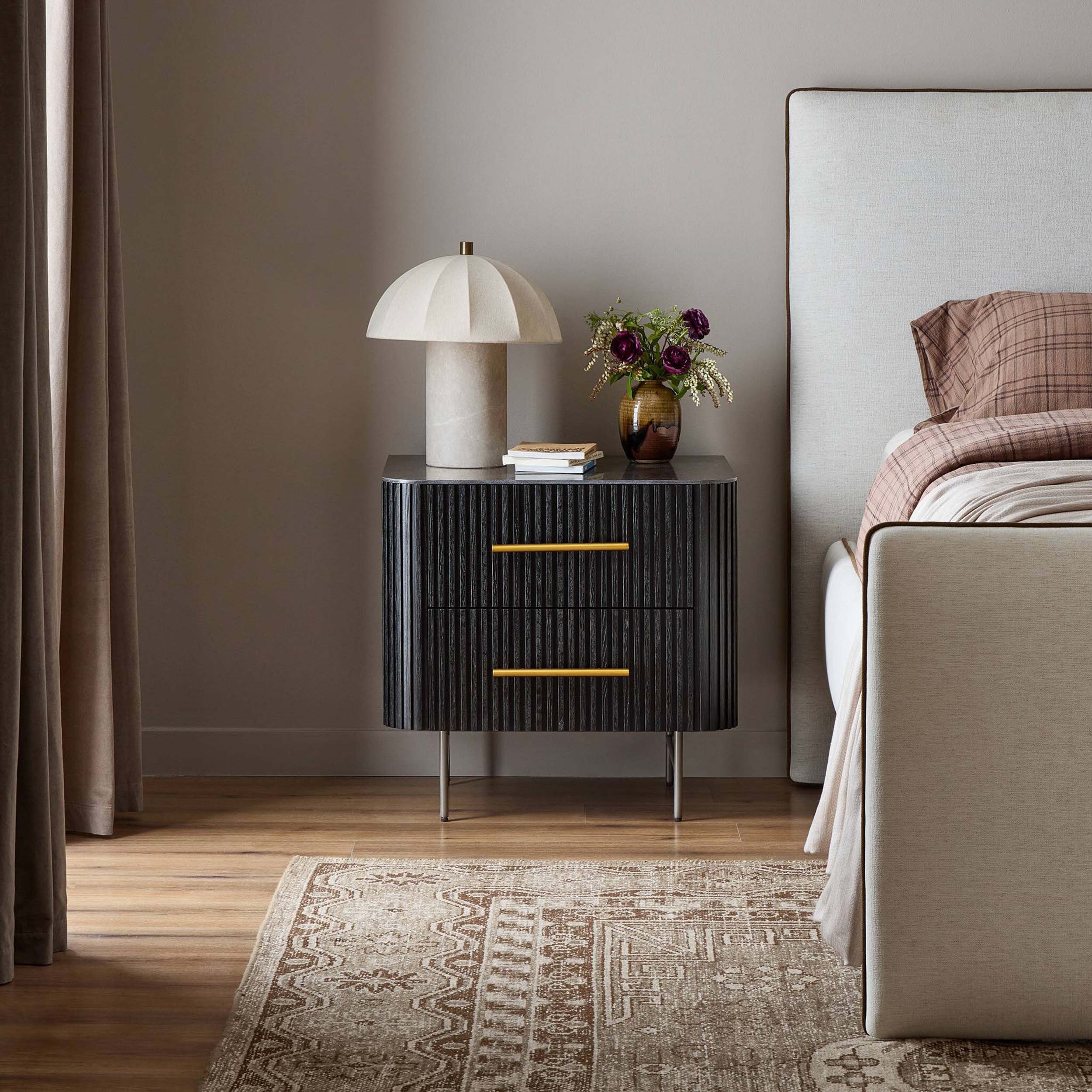 Fletcher Nightstand, Bluestone/Distressed Black Oak