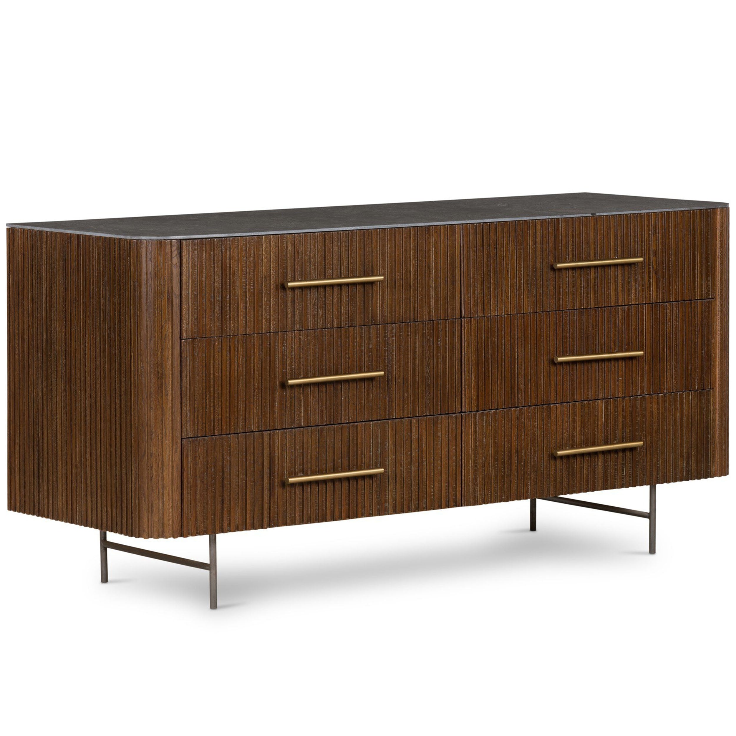 Fletcher 6 Drawer Dresser, Terra Brown Oak Veneer