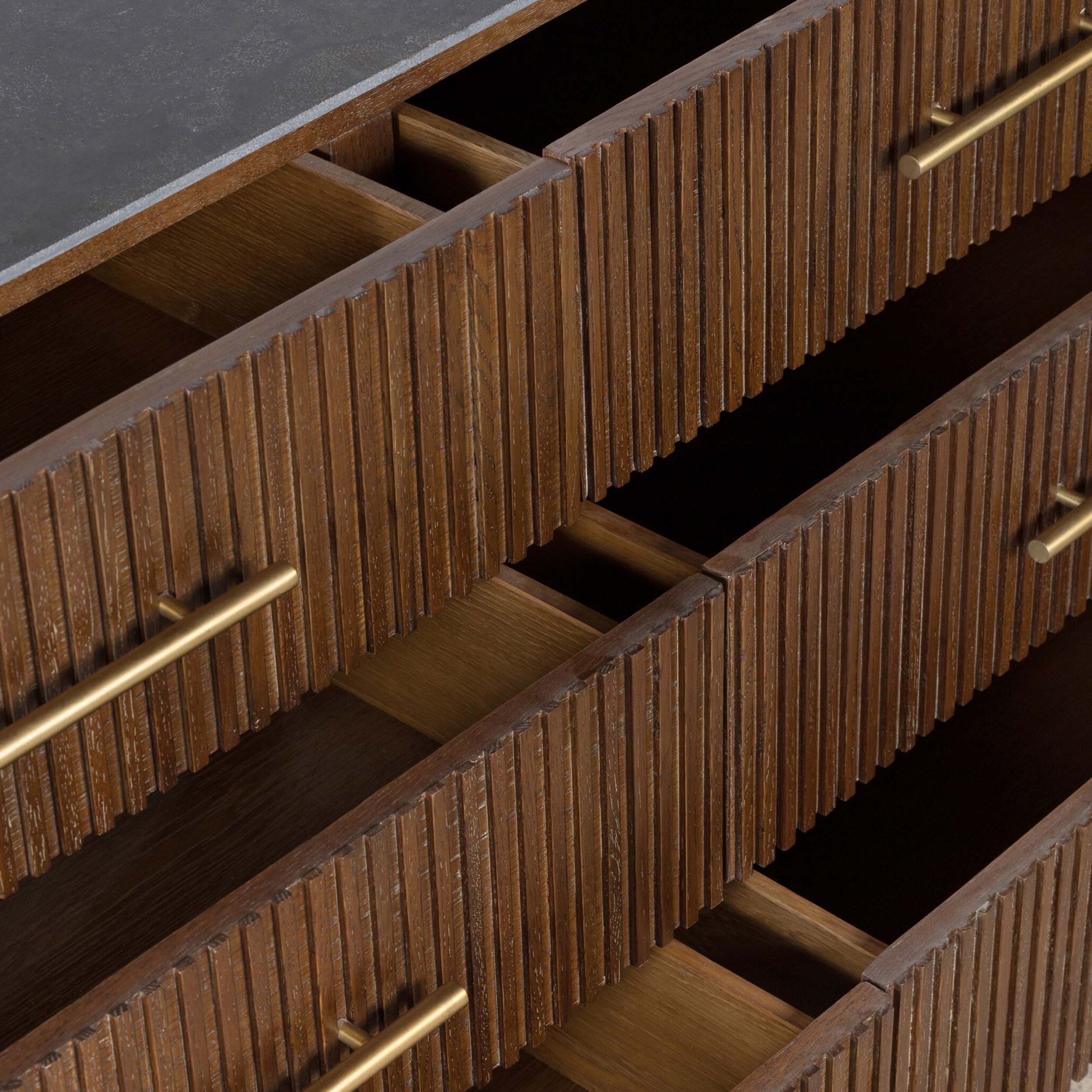 Fletcher 6 Drawer Dresser, Terra Brown Oak Veneer