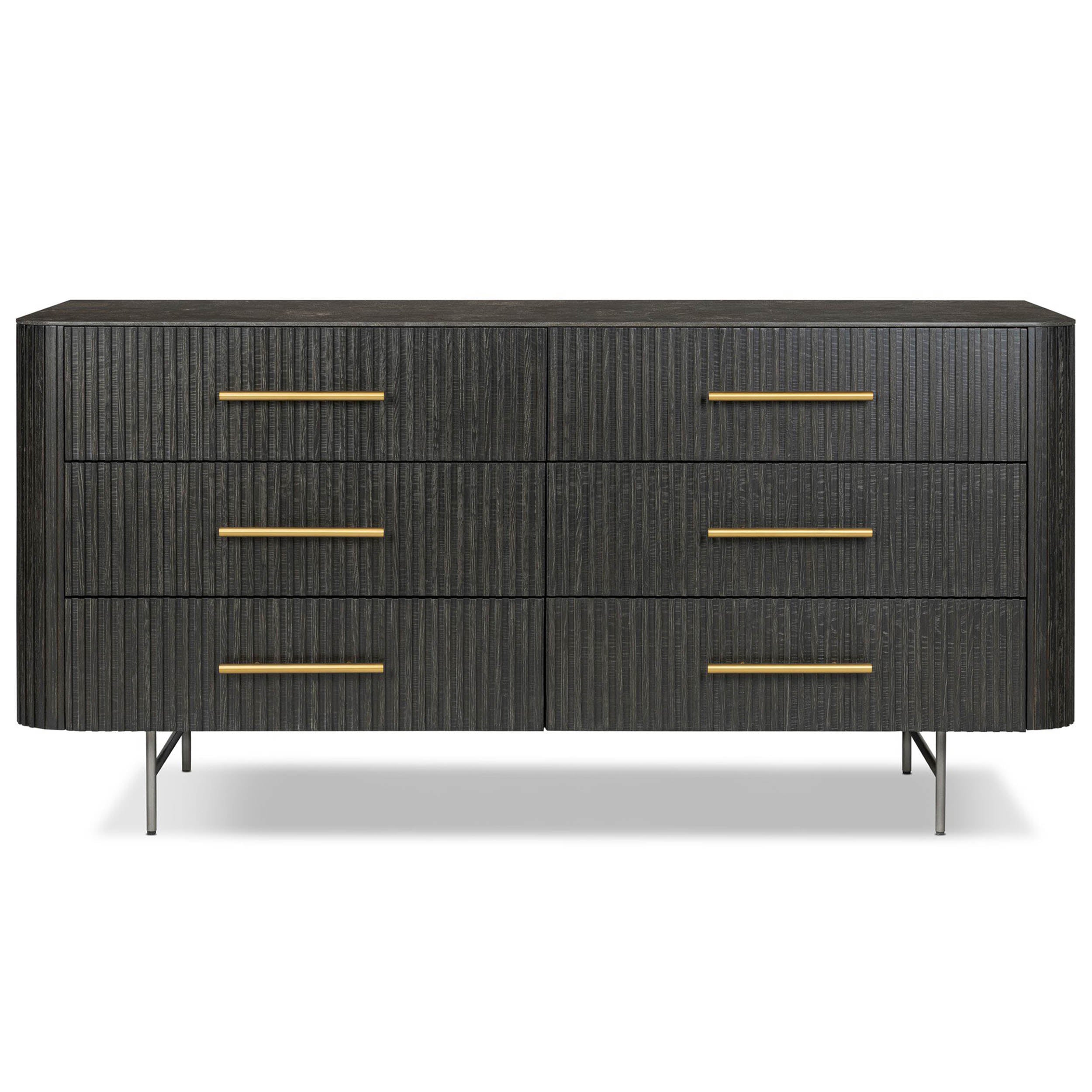 Fletcher 6 Drawer Dresser, Distressed Black