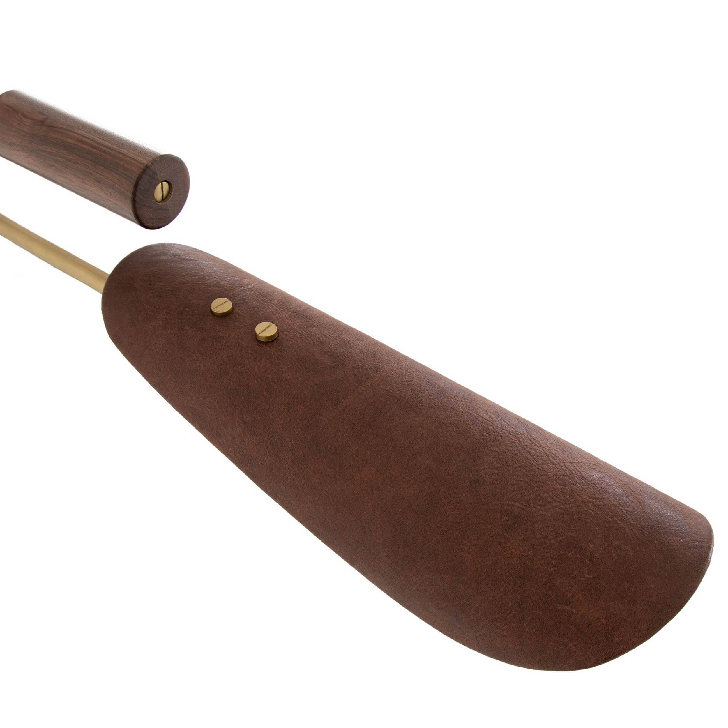 Astrid Chandelier, Antique Brass, Dark Brown Leather