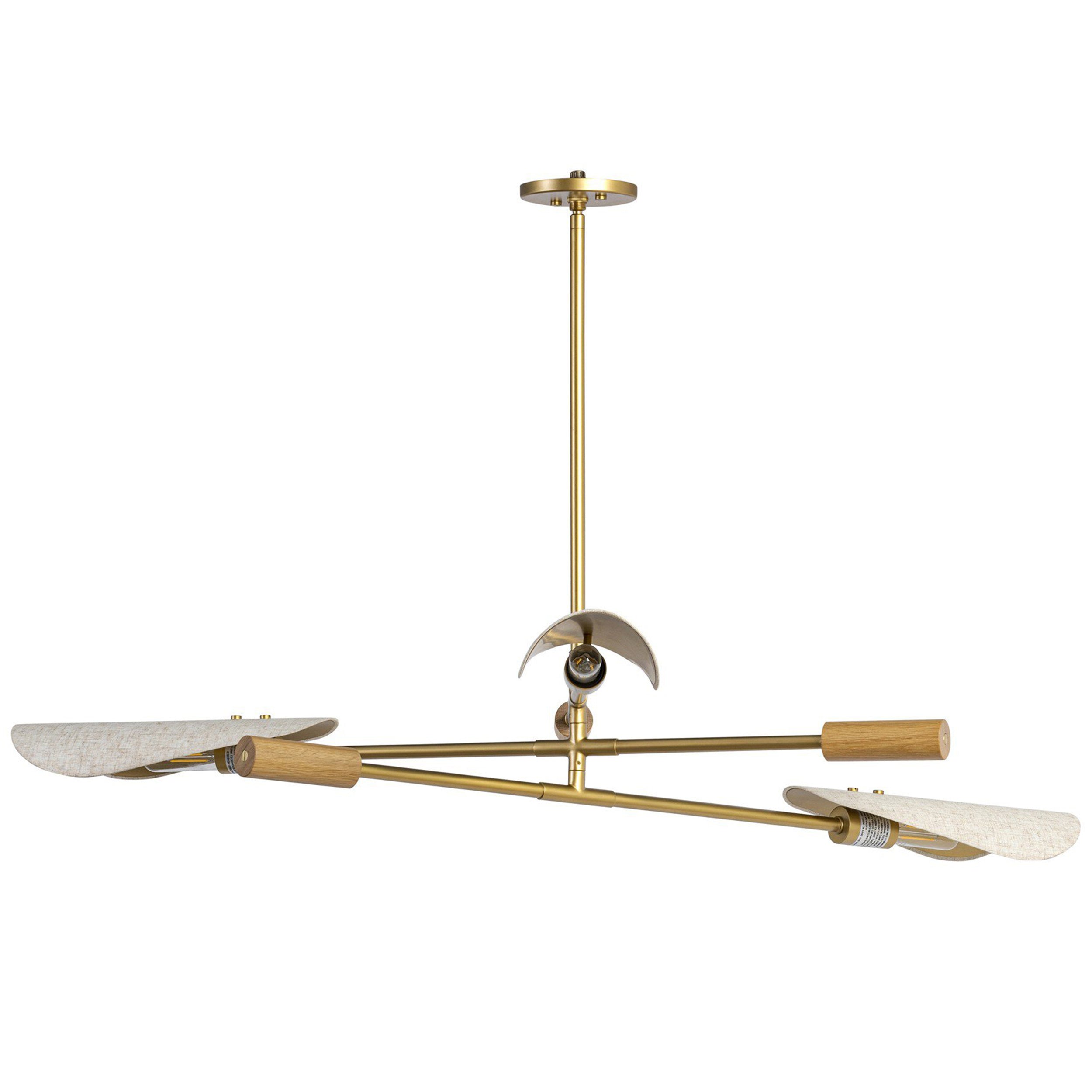 Astrid Chandelier, Antique Brass, Flax Linen