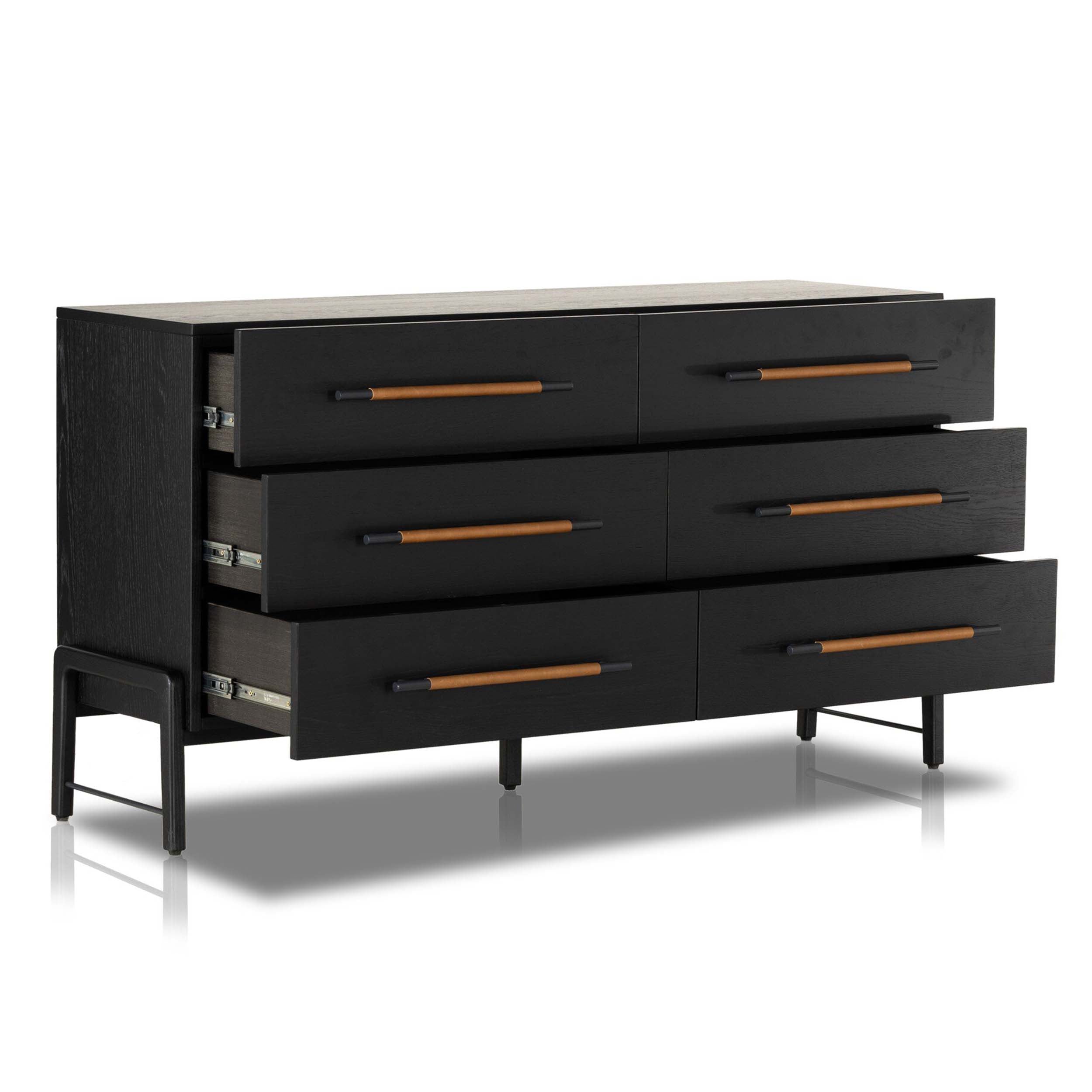 Rosedale 6 Drawer Dresser, Ebony Oak Veneer