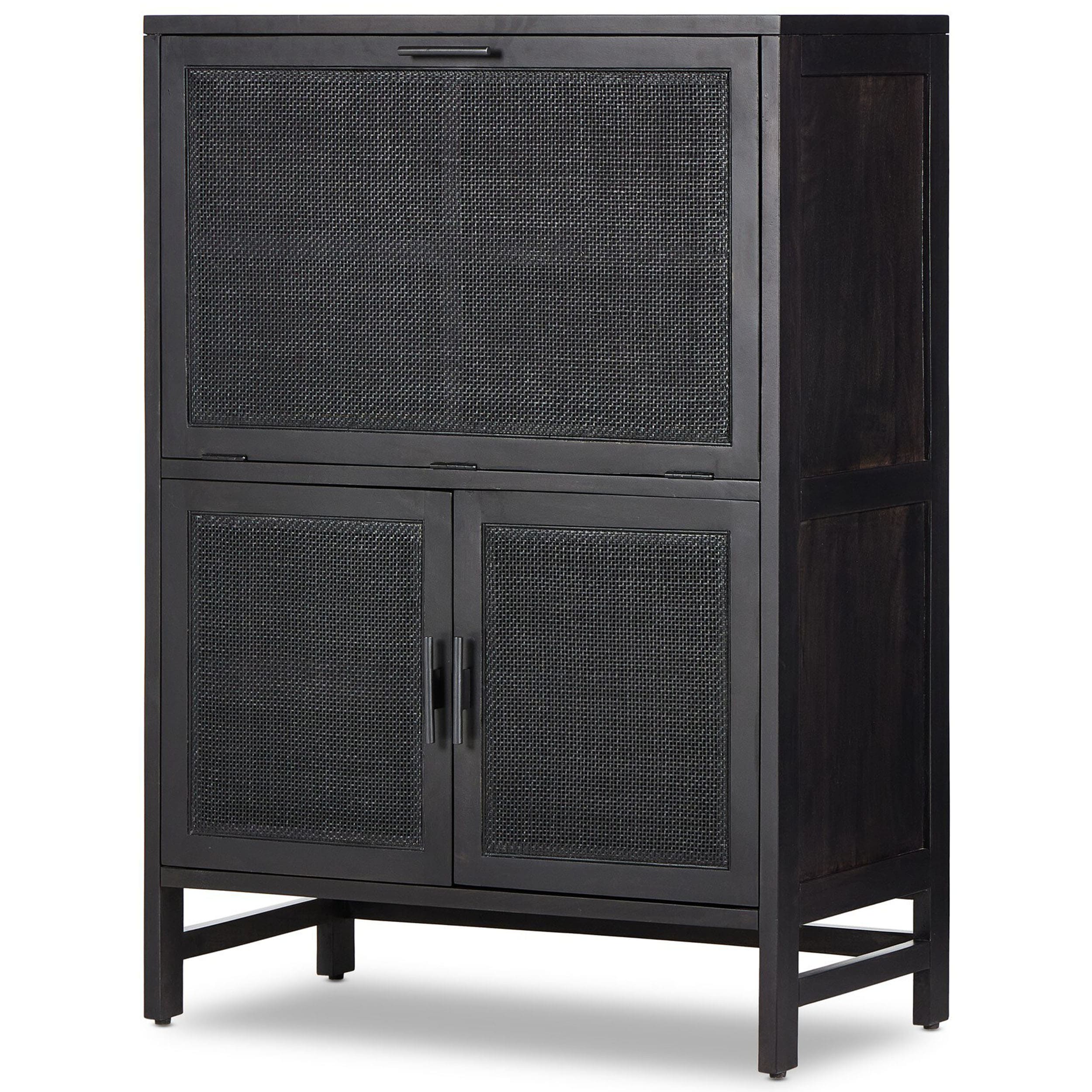 Caprice Bar Cabinet, Black Wash Mango