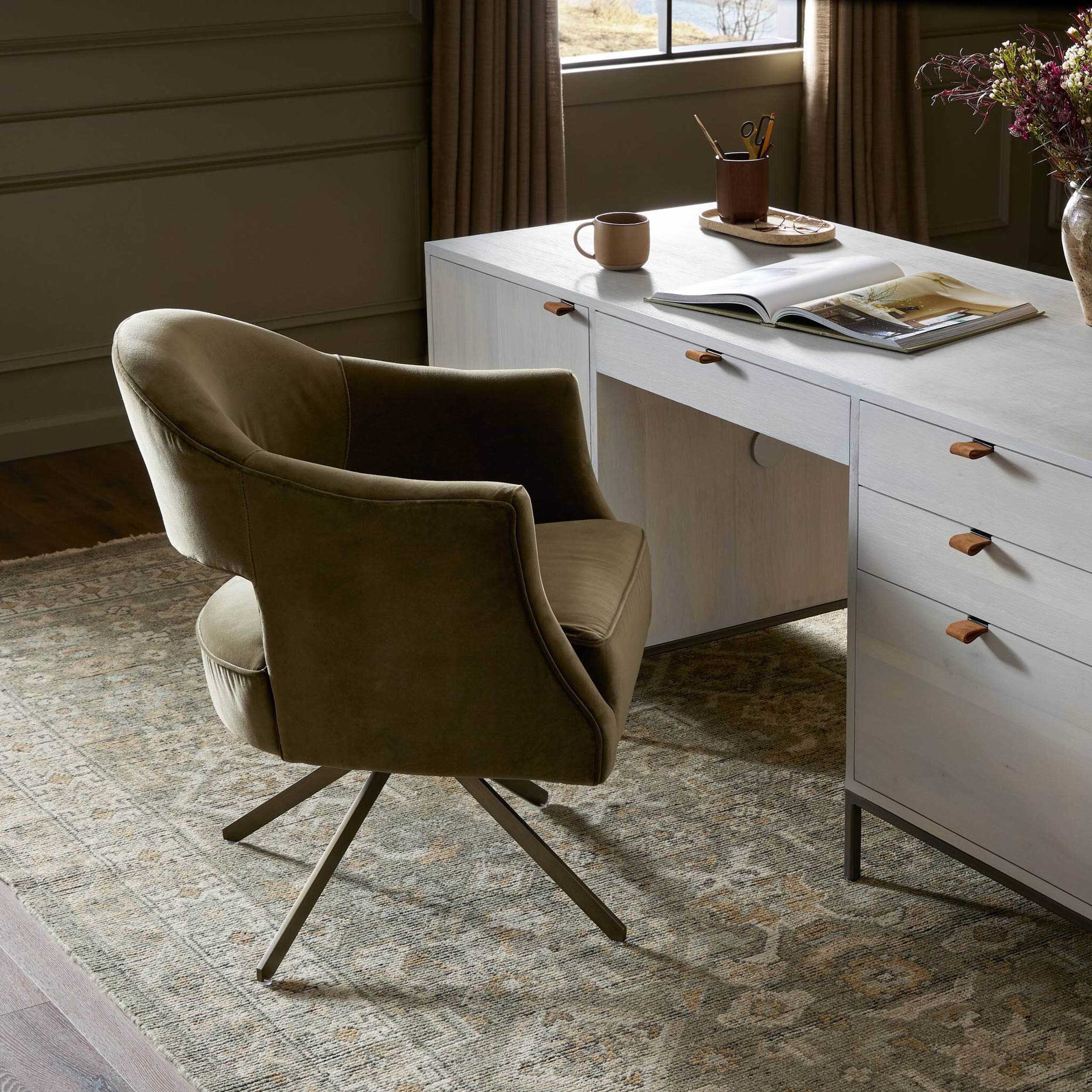 Adara Desk Chair, Surrey Olive