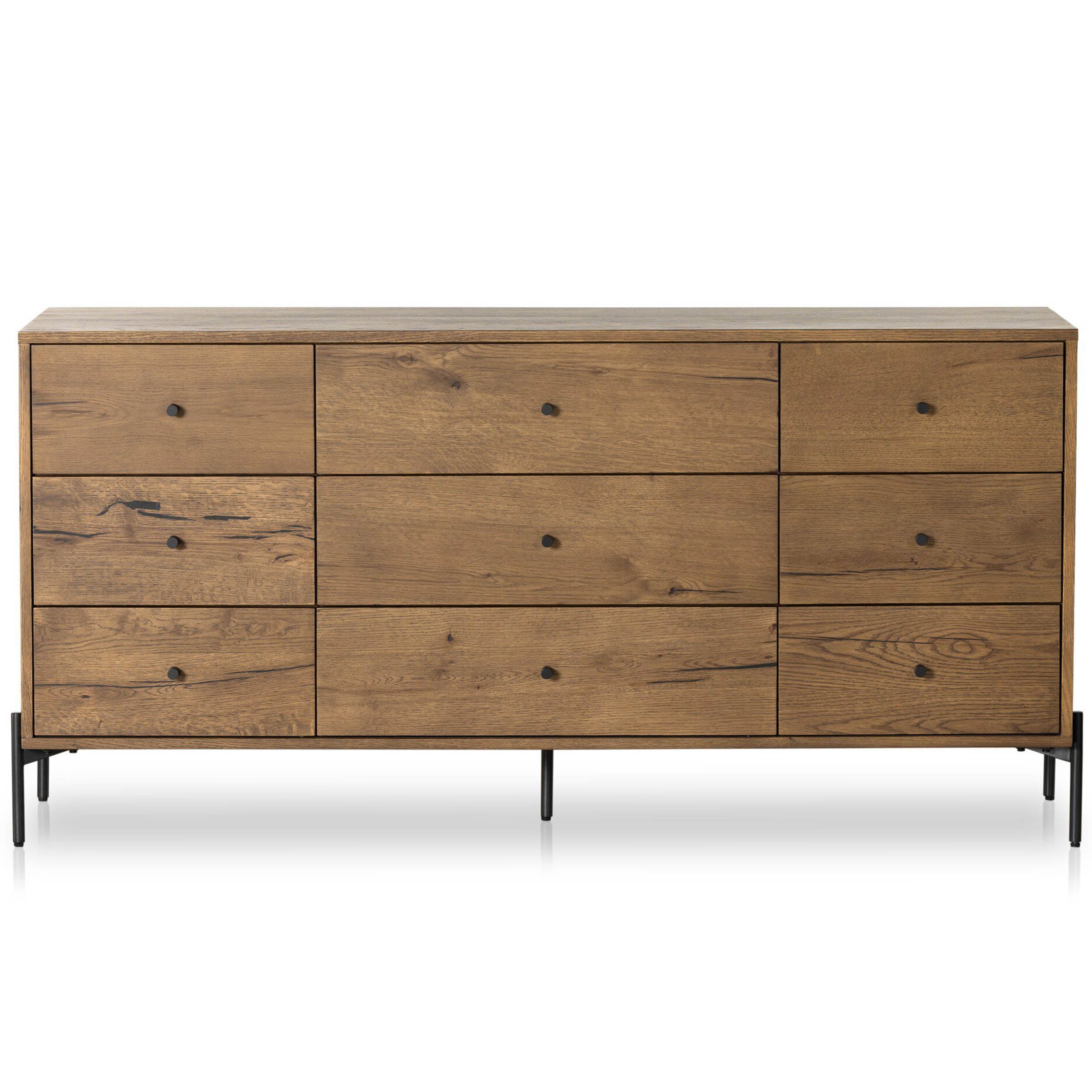 Eaton 9 Drawer Dresser, Amber Oak Resin