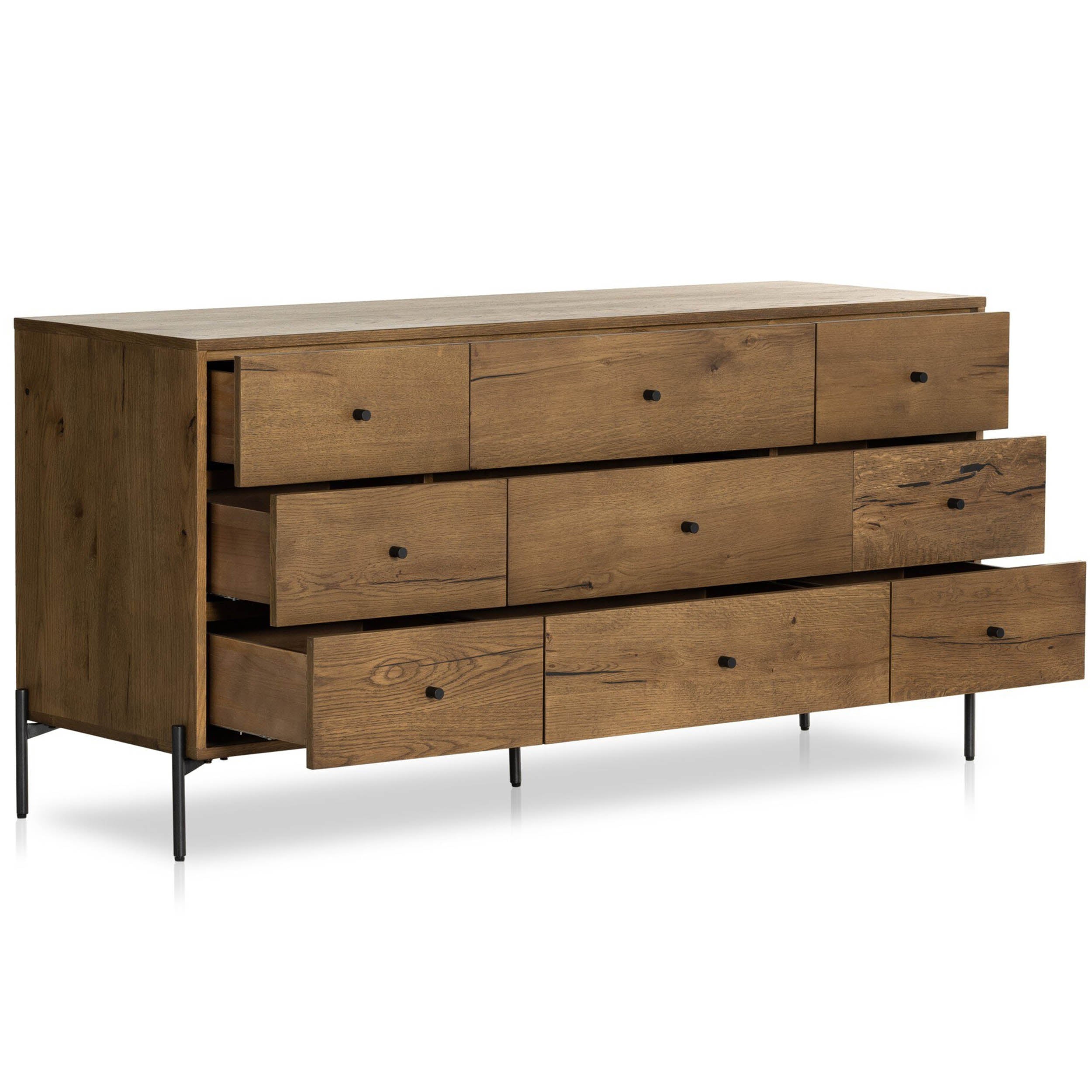 Eaton 9 Drawer Dresser, Amber Oak Resin