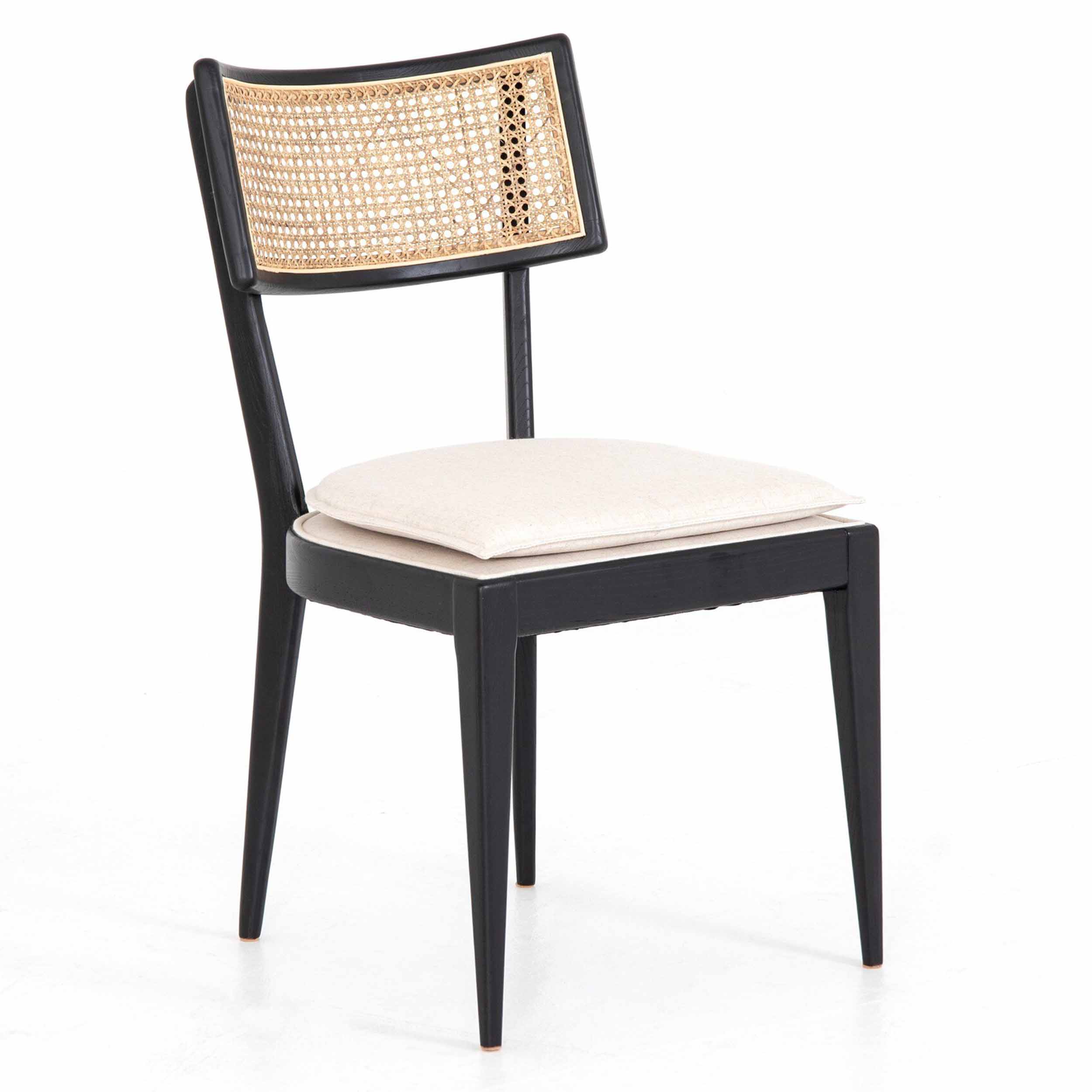 Britt Dining Chair, Savile Flax, Brushed Ebony