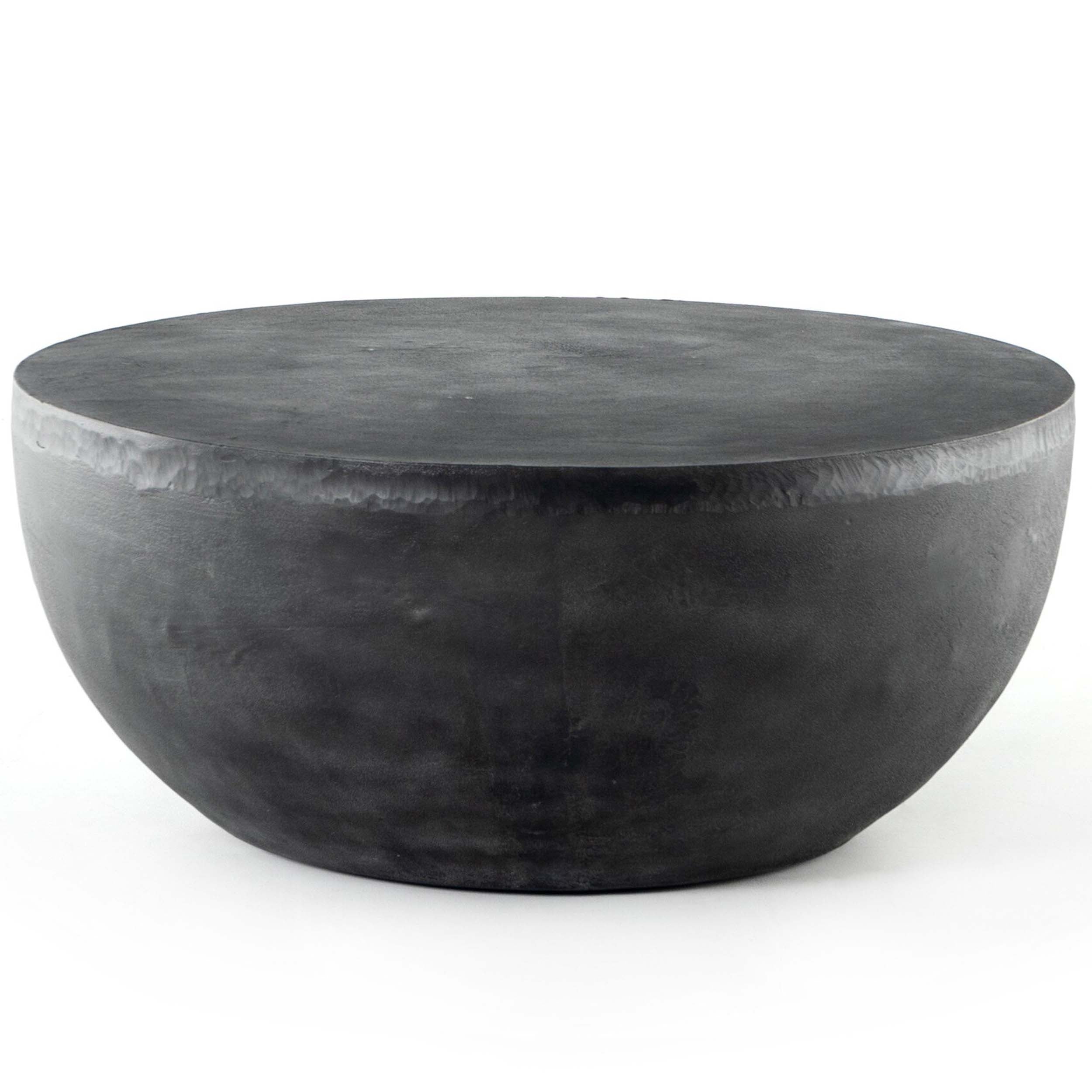 Basil Outdoor Round Coffee Table, Aged Grey
