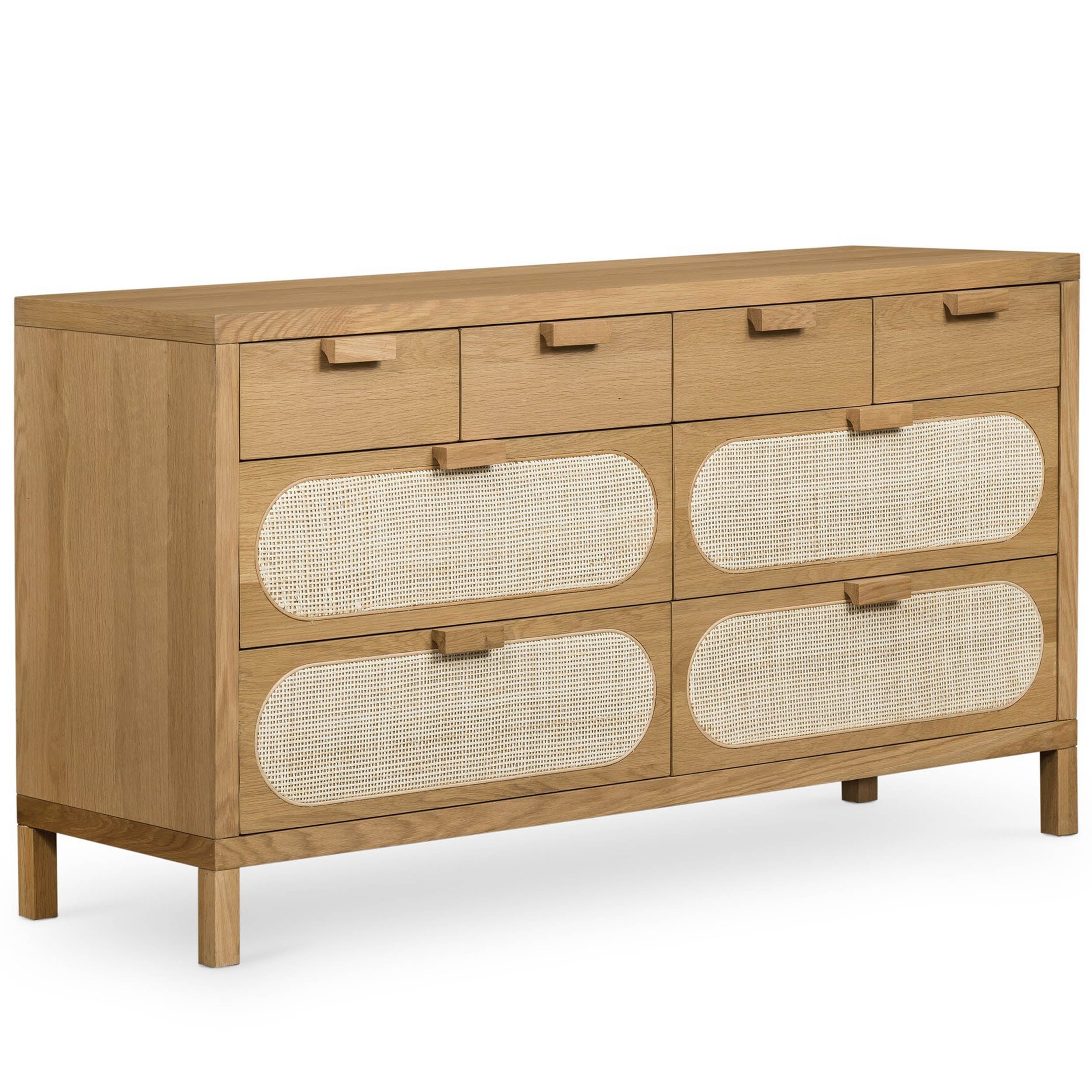 Allegra 8 Drawer Dresser, Light Natural Cane