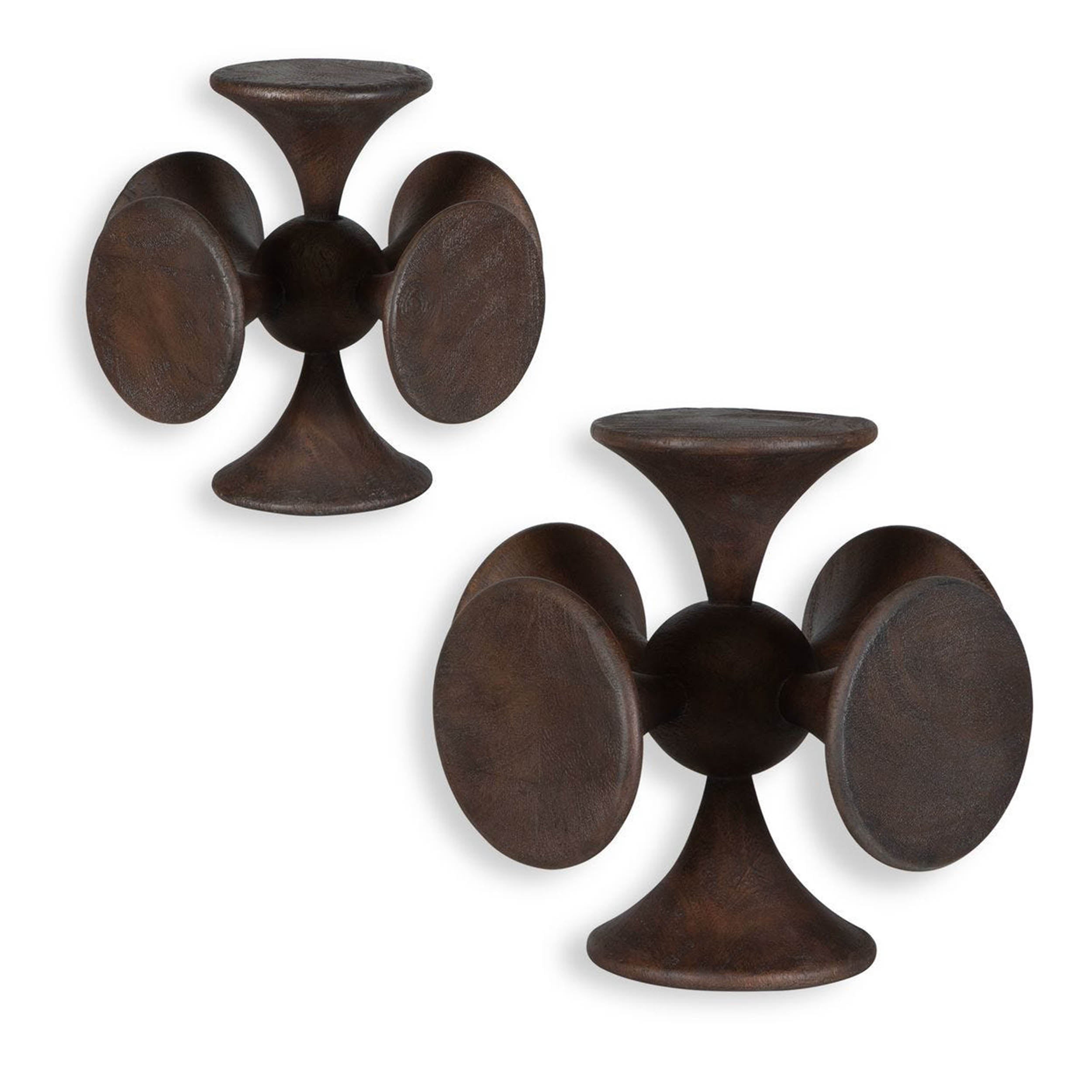 Balanced Harmony Sculptures, Dark Walnut, Set of 2