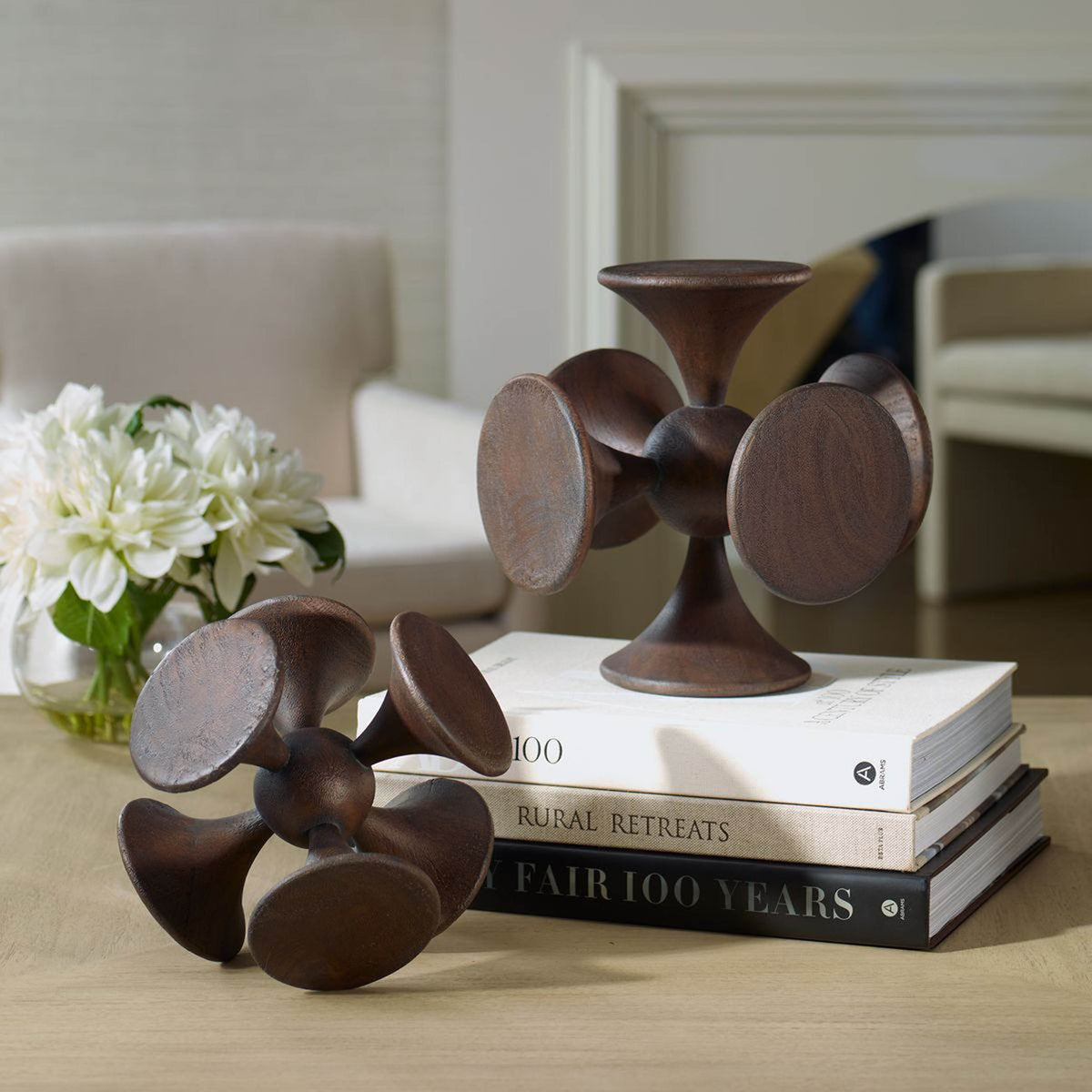 Balanced Harmony Sculptures, Dark Walnut, Set of 2 – detail view