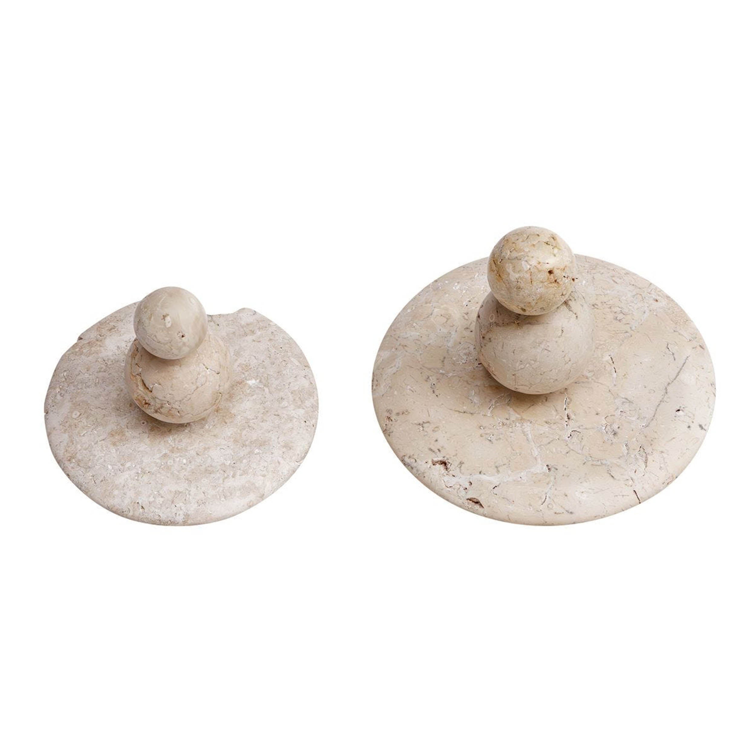 Quarried Stone Indoor-Outdoor Sculptures, White, Set of 2
