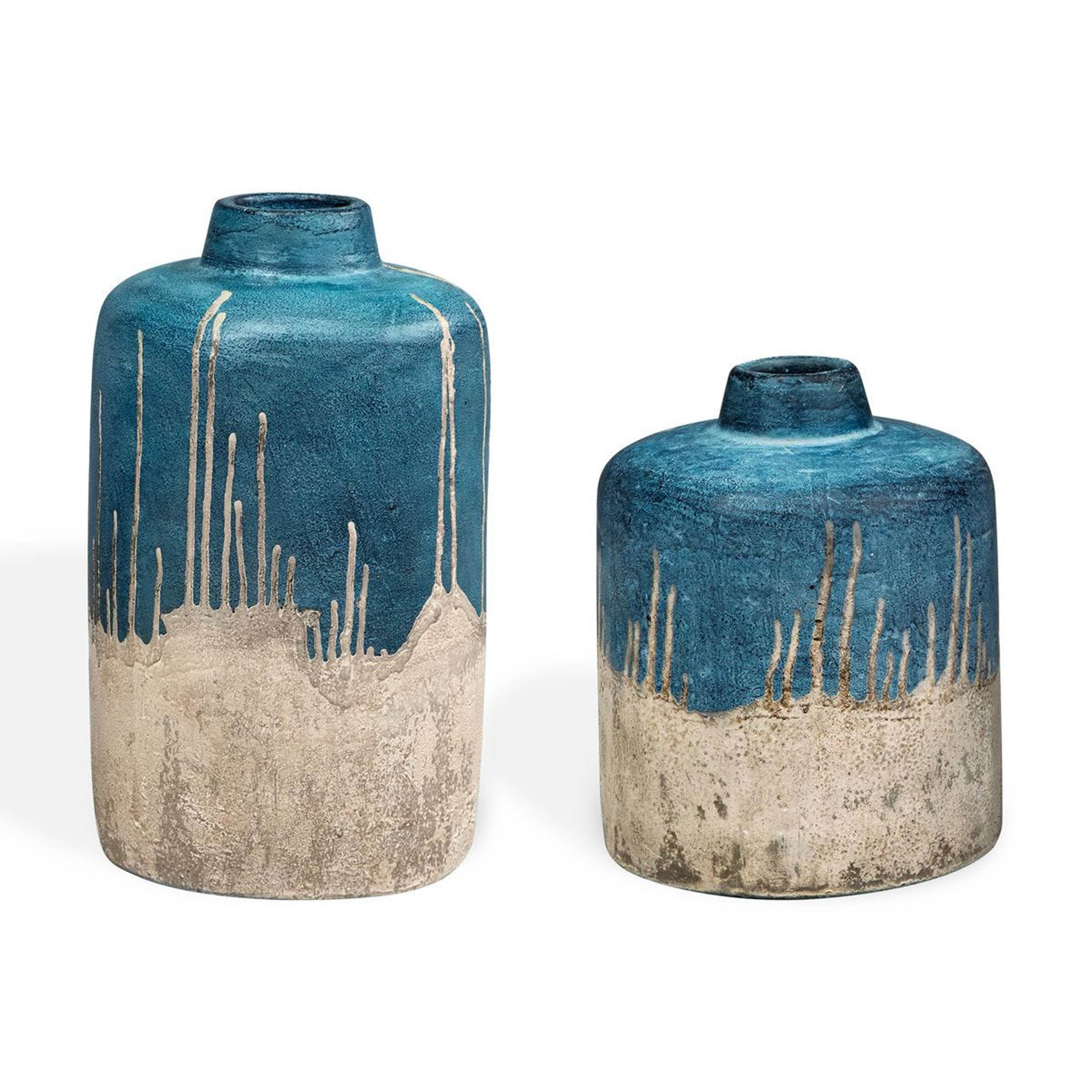 Coastal Cascade Indoor-Outdoor Vases, Grey, Set of 2