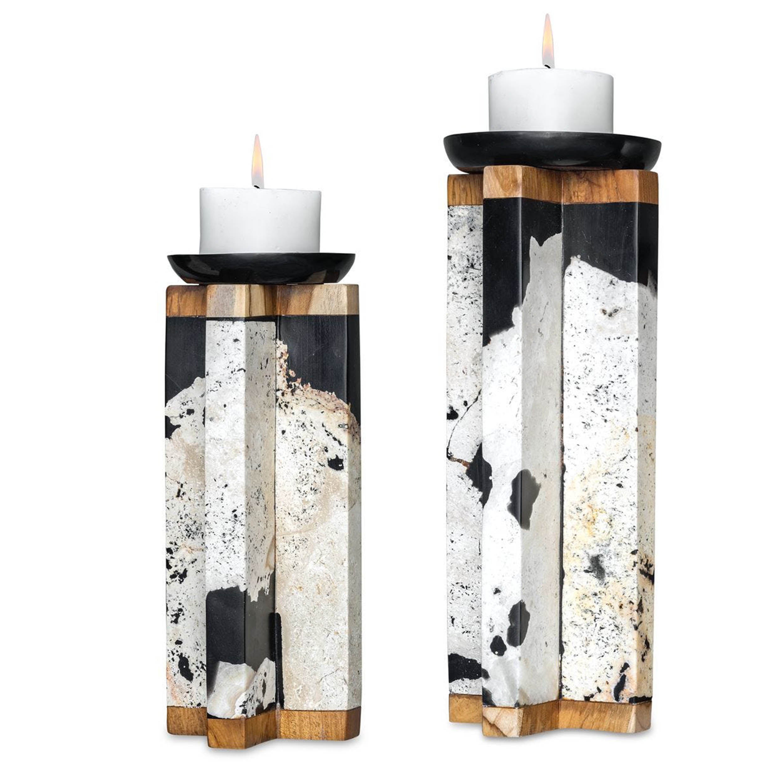 Illini Candleholders, Brown, Set of 2