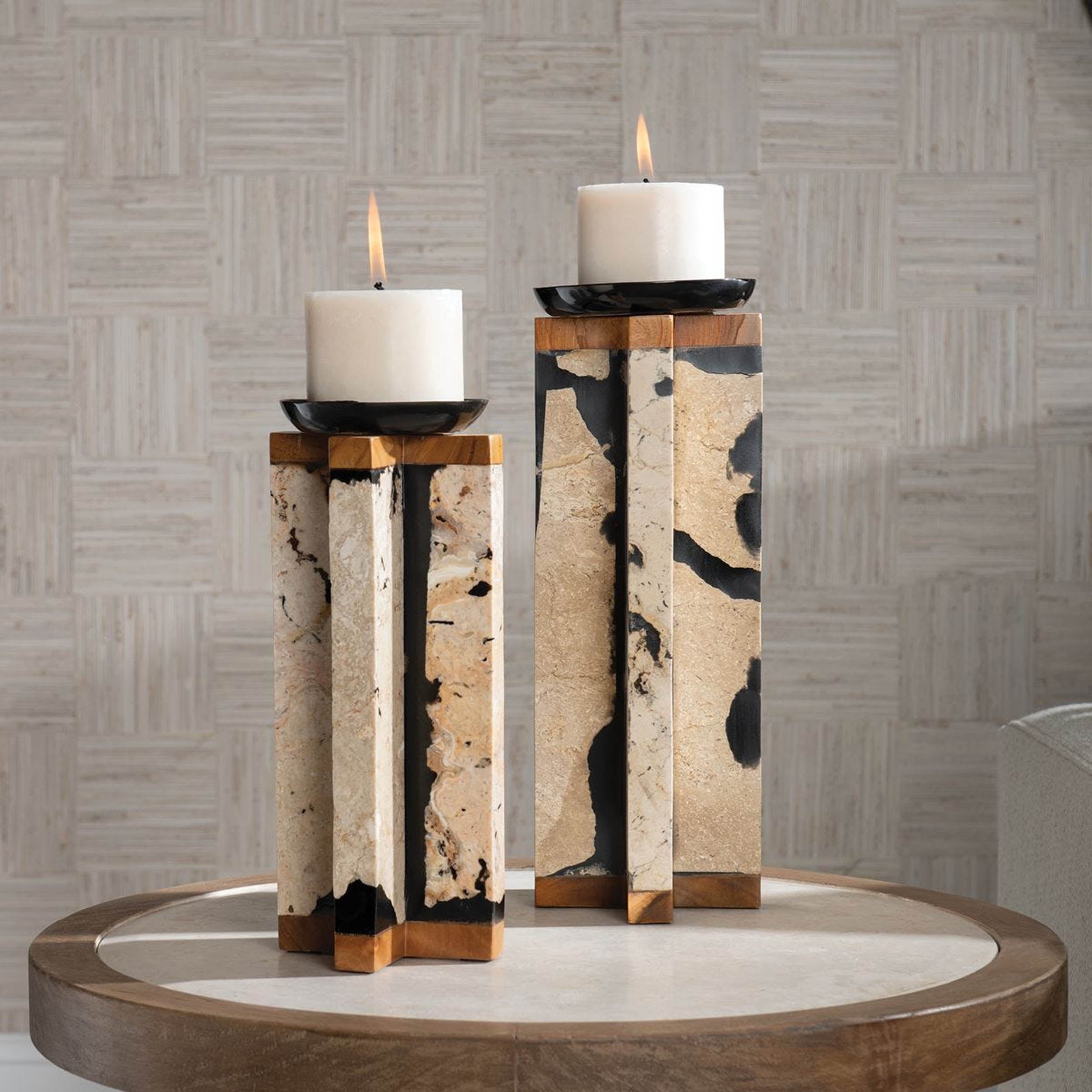 Illini Candleholders, Brown, Set of 2