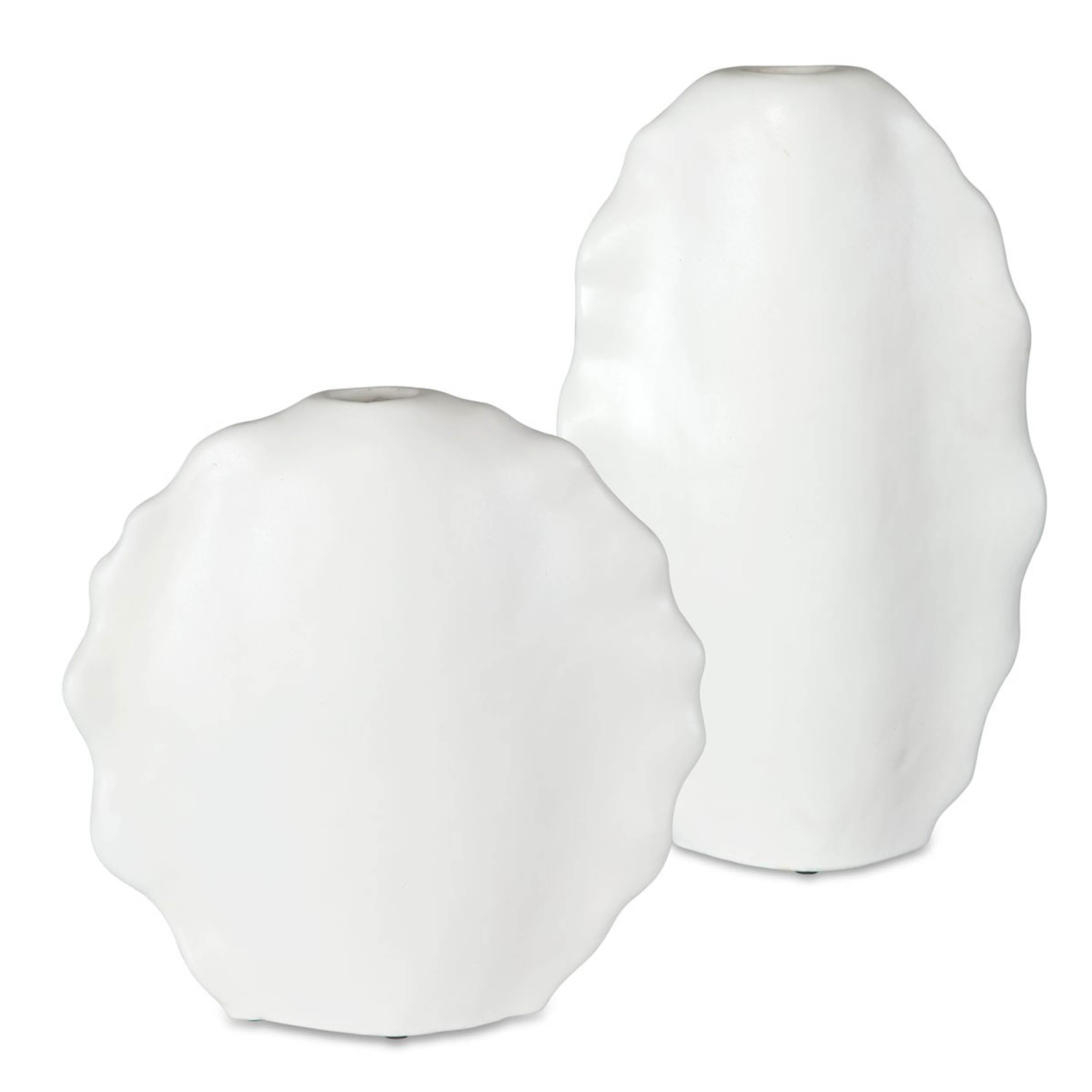 Ruffled Feathers Indoor-Outdoor Vases, White, Set of 2