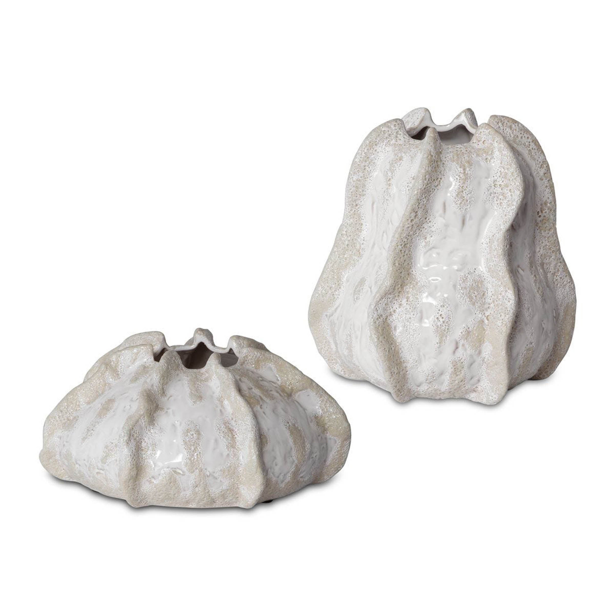 Urchin Vases, Ivory, Set of 2