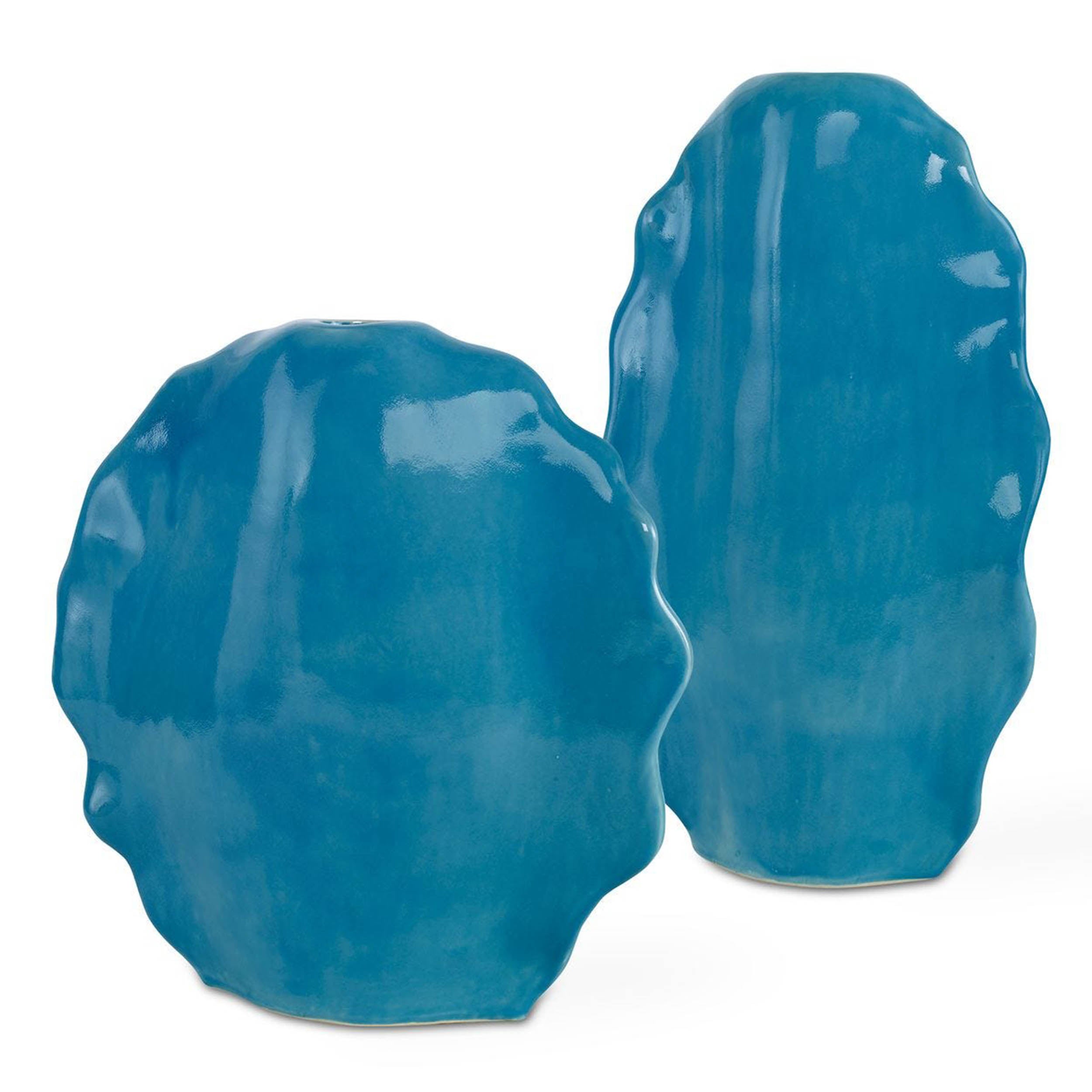 Ruffled Feathers Vases, Blue, Set of 2