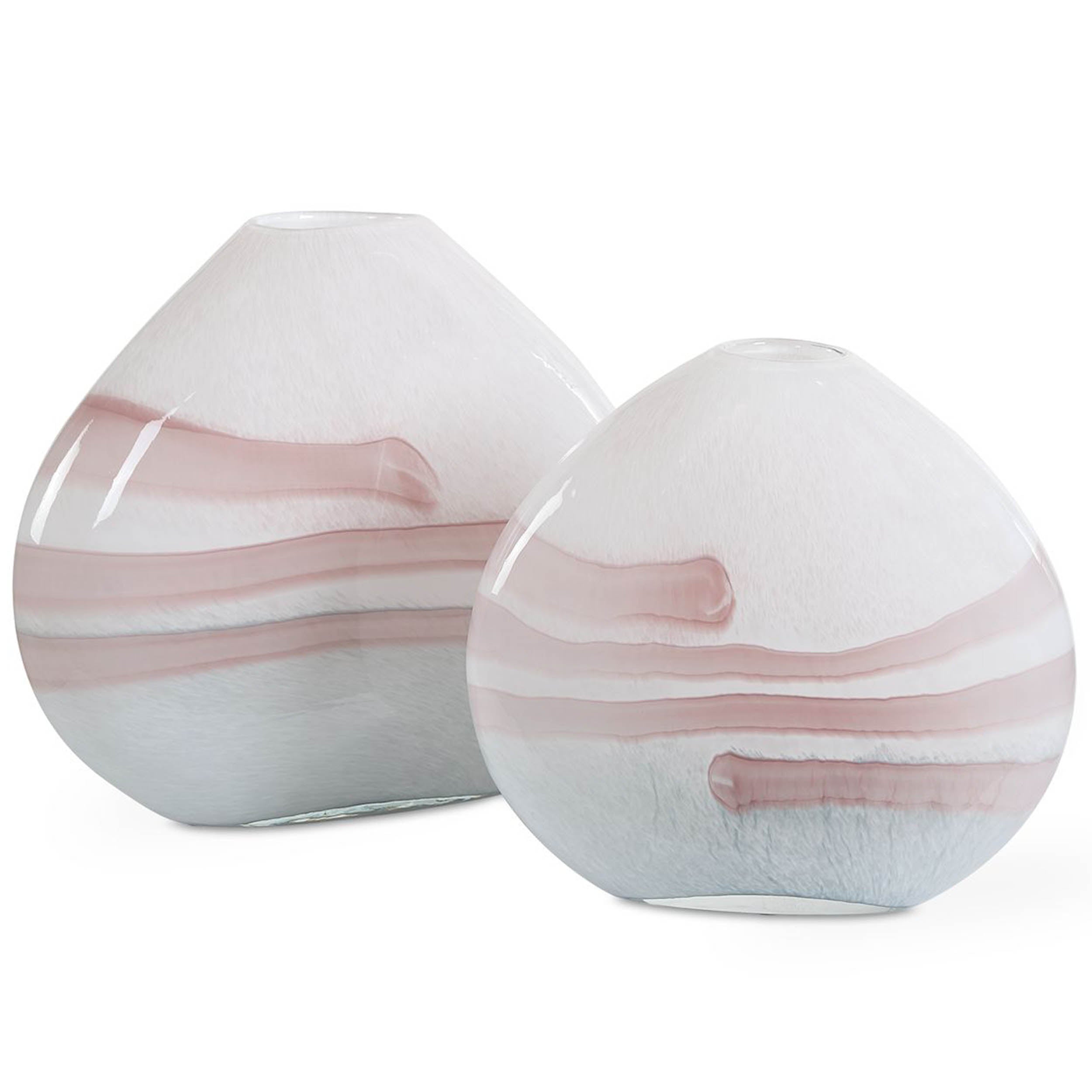 Blush Swirl Vases, White/Pink, Set of 2