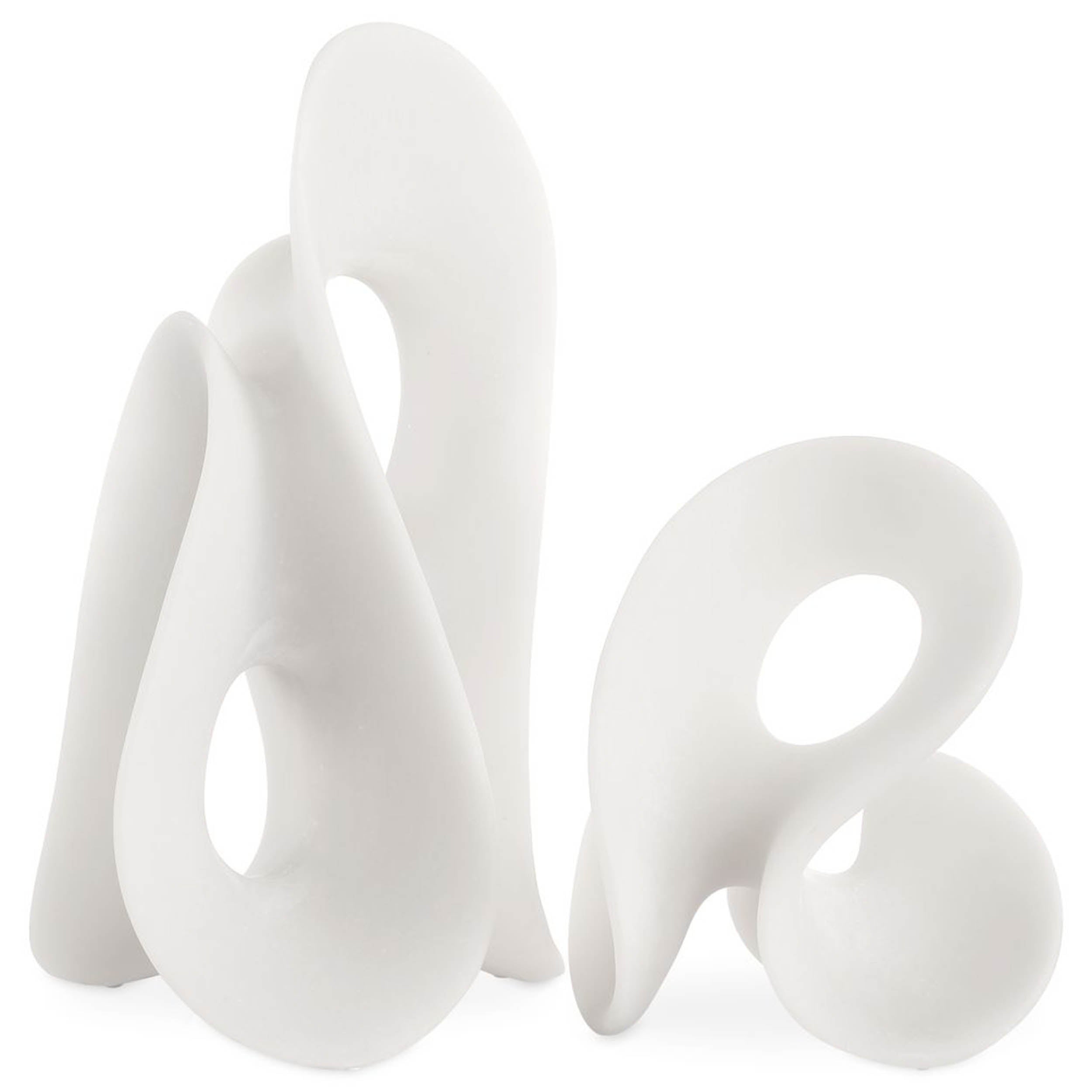 Silent Wave Indoor-Outdoor Sculptures, Matte White, Set of 2