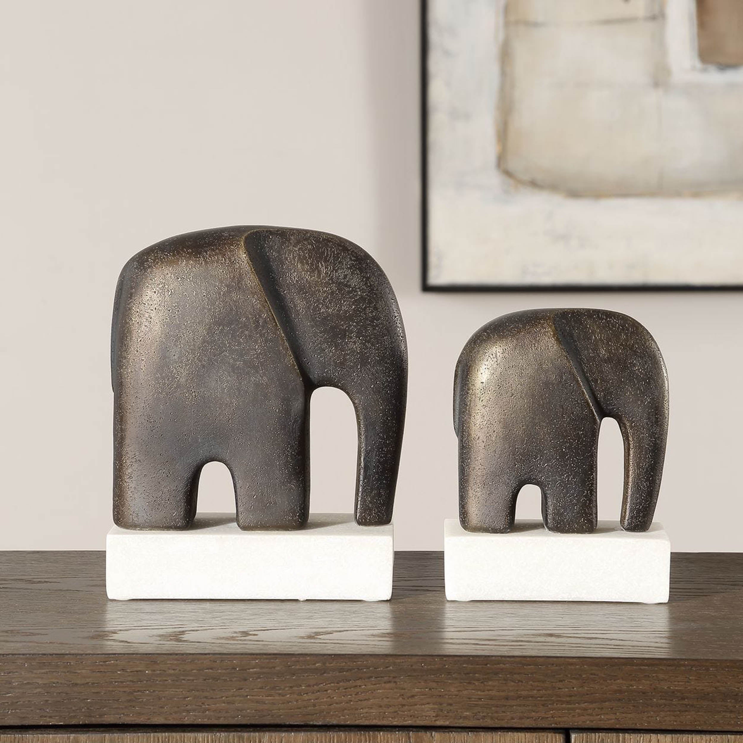 Timeless Tusk Sculptures, Bronze, Set of 2
