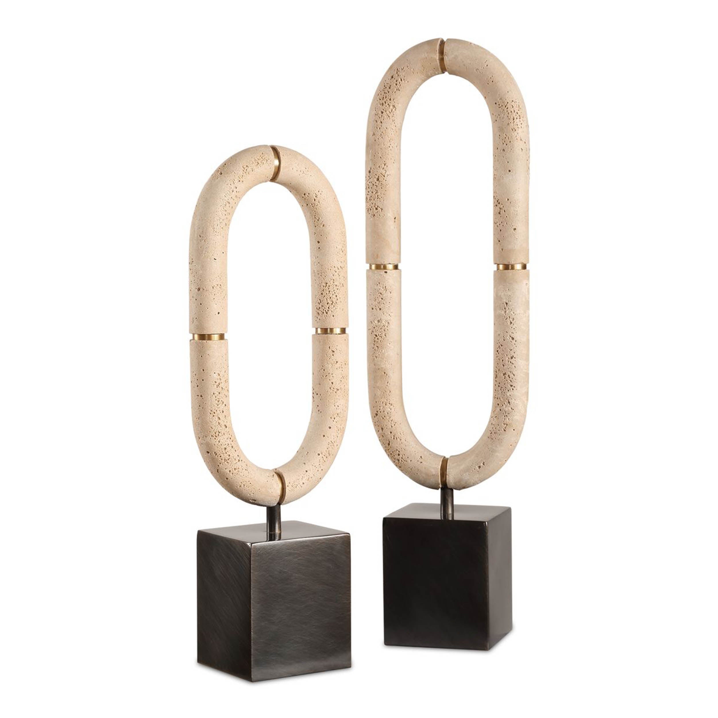 Oval Fusion, Sculptures, Ivory, Set of 2