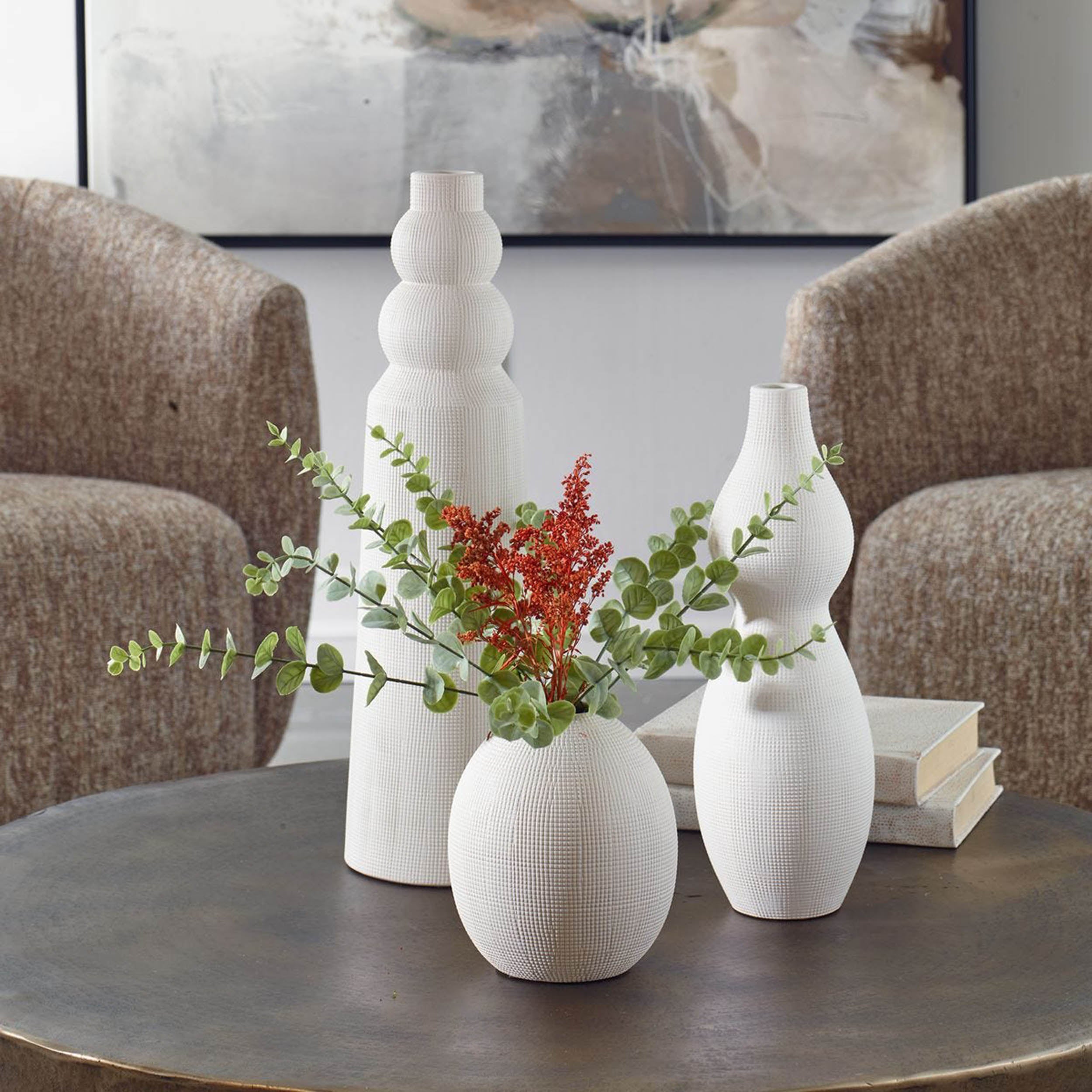 Forma Indoor-Outdoor Vases, White, Set of 3