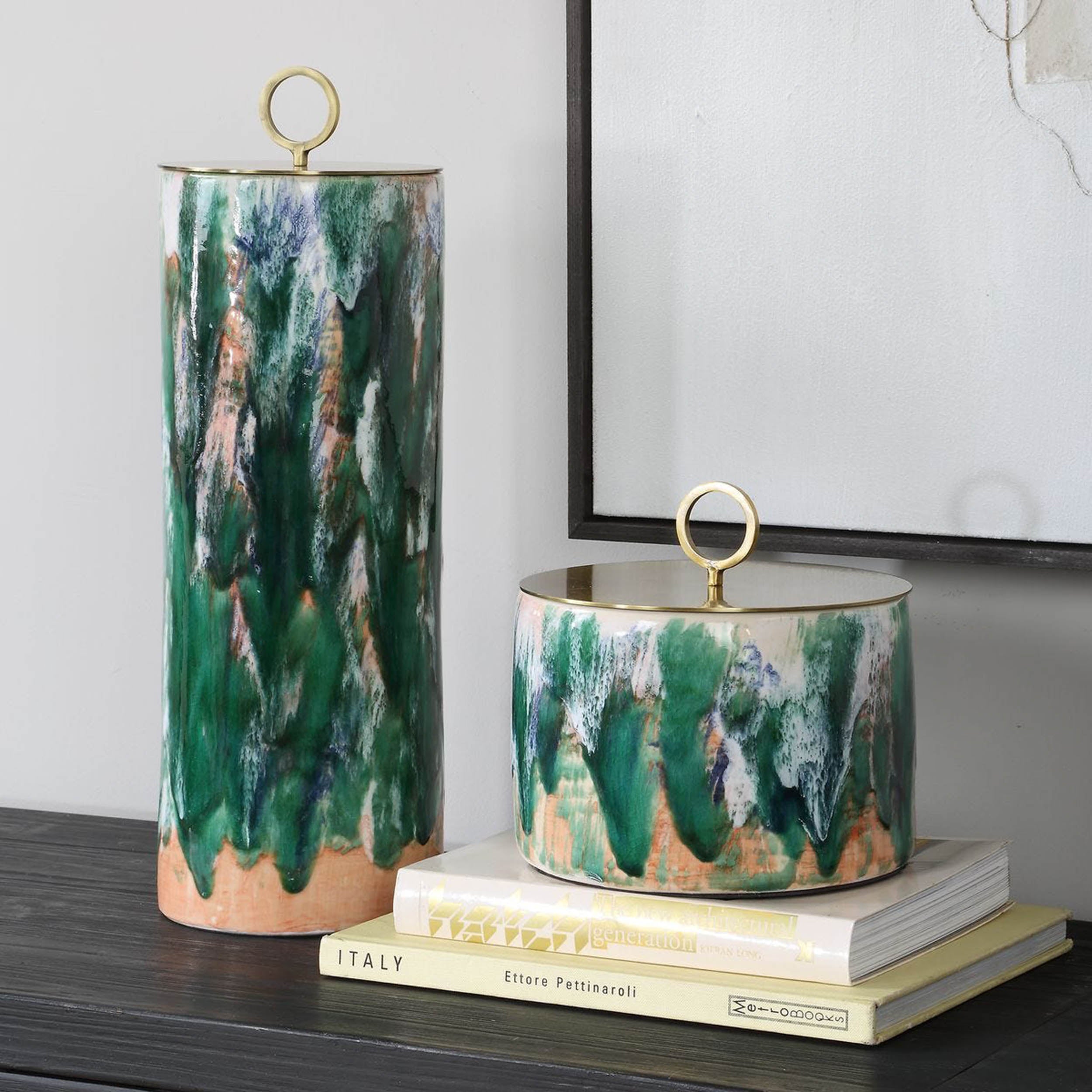 Sylvie Containers, Green, Set of 2