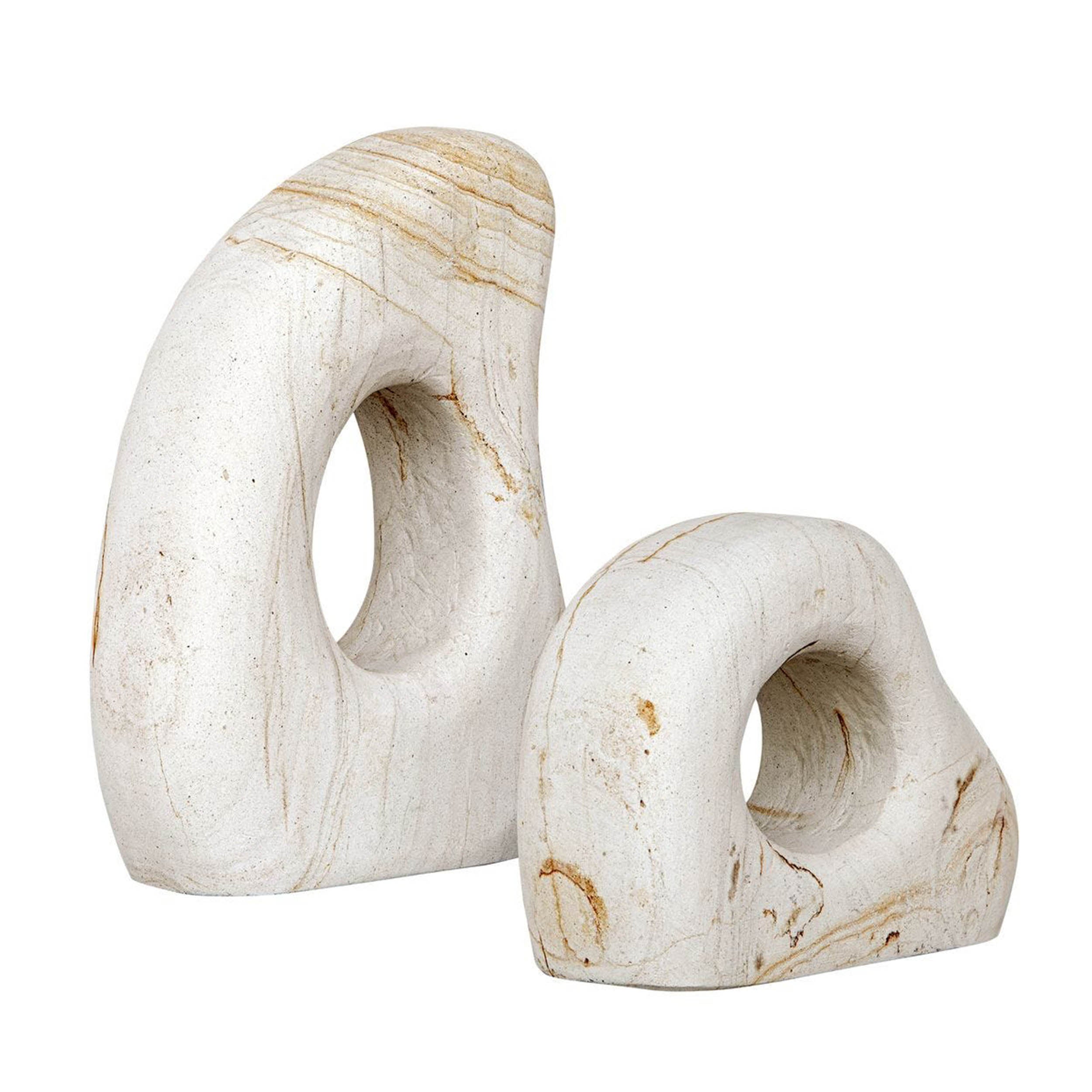 Stone Flow Indoor-Outdoor Sculptures, Natural, Set of 2