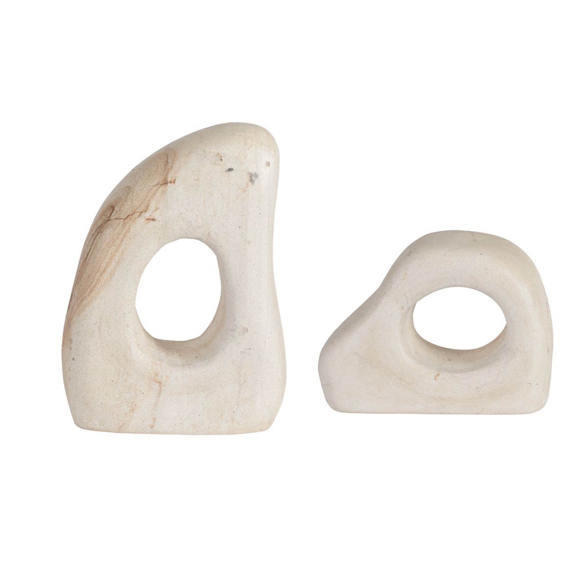 Stone Flow Indoor-Outdoor Sculptures, Natural, Set of 2