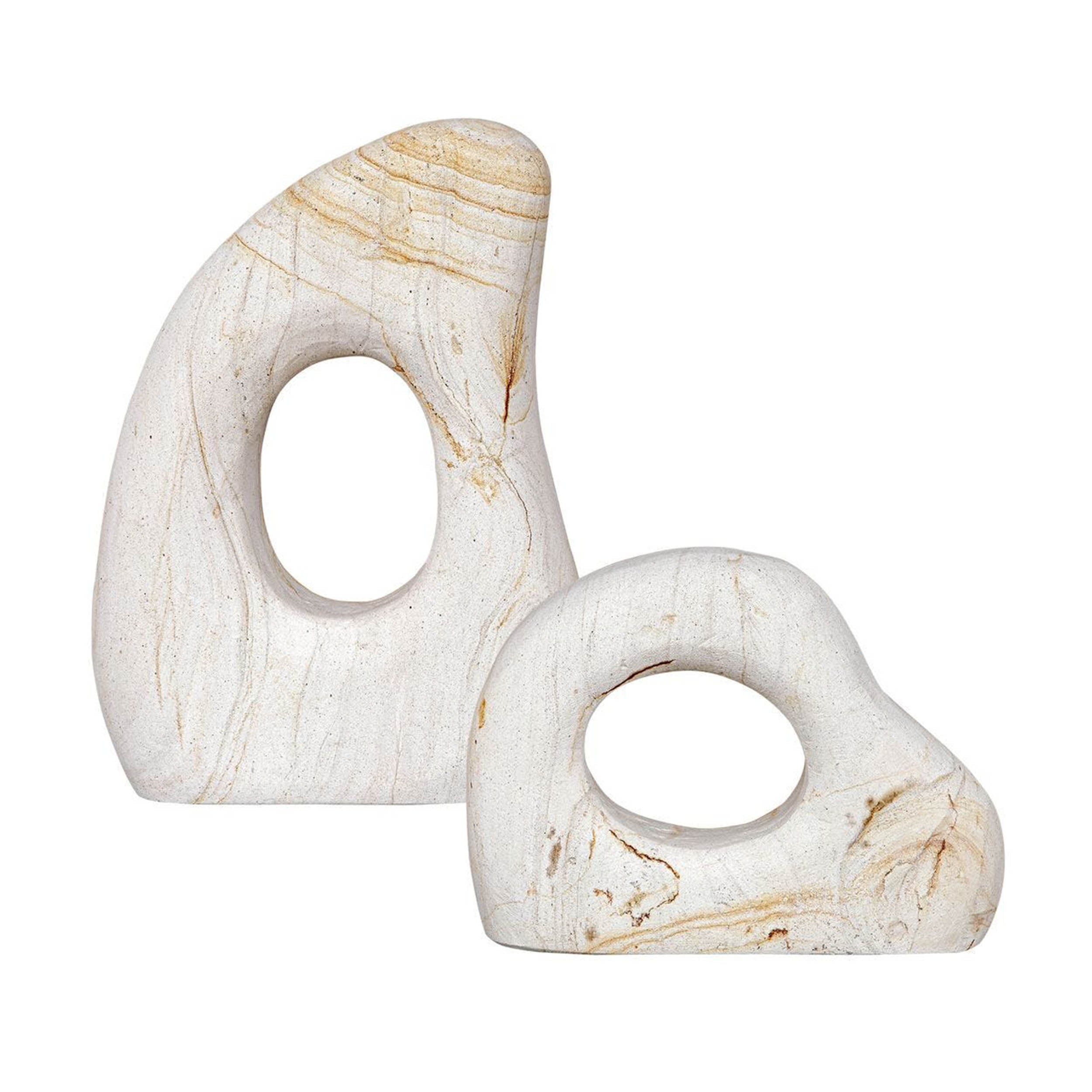 Stone Flow Indoor-Outdoor Sculptures, Natural, Set of 2