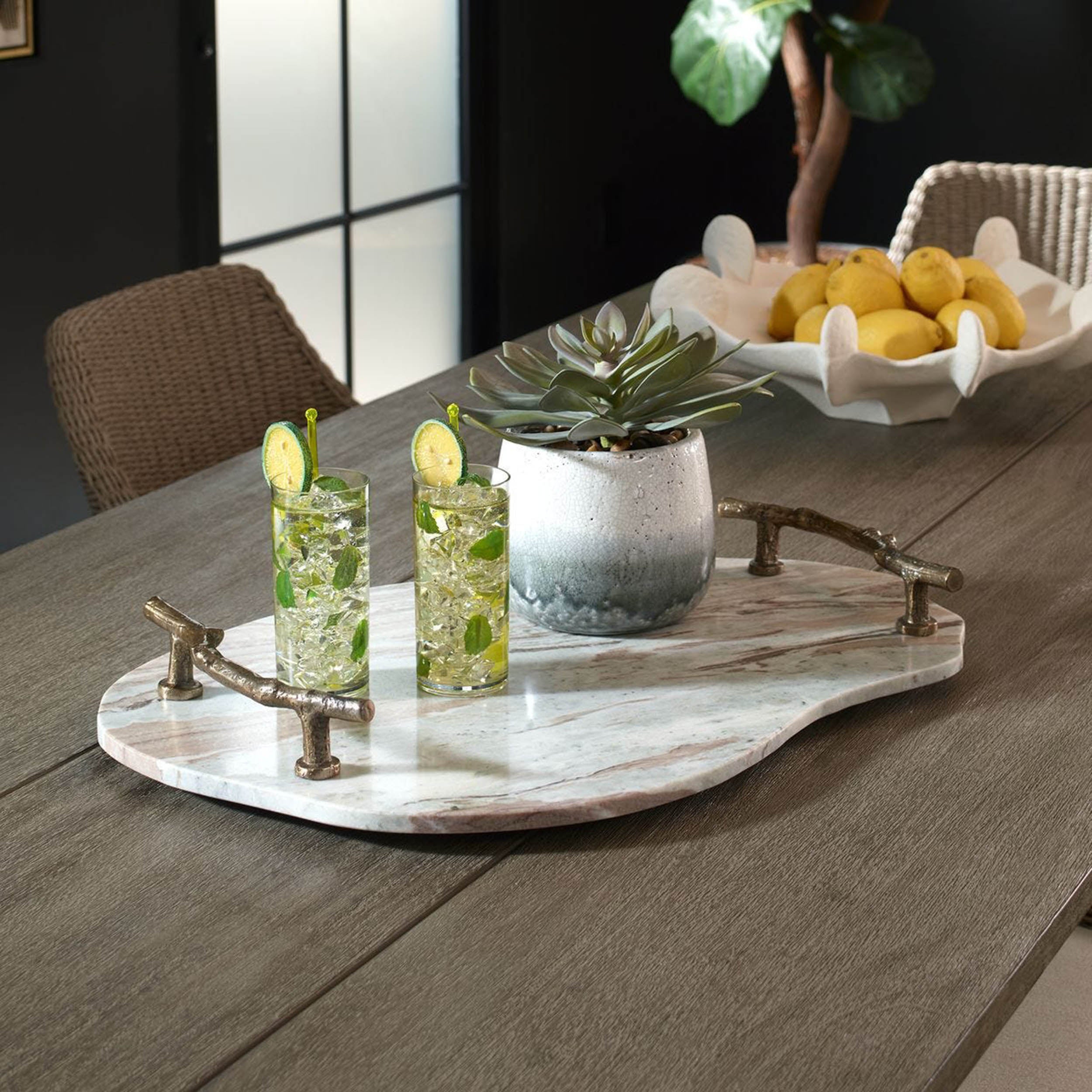 Stone and Twig Indoor-Outdoor Tray, White