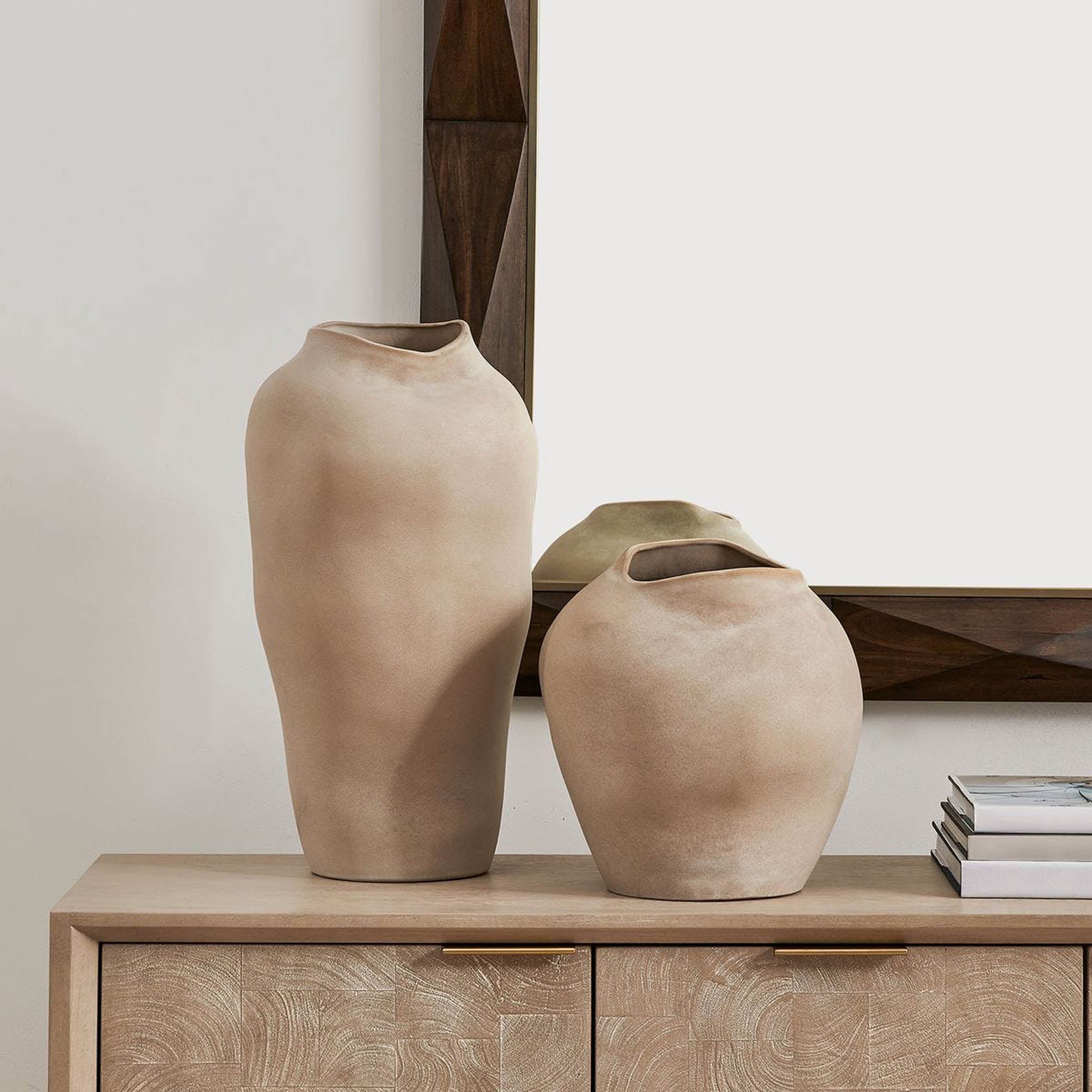 Shadow Play Indoor-Outdoor Vases, Beige, Set of 2