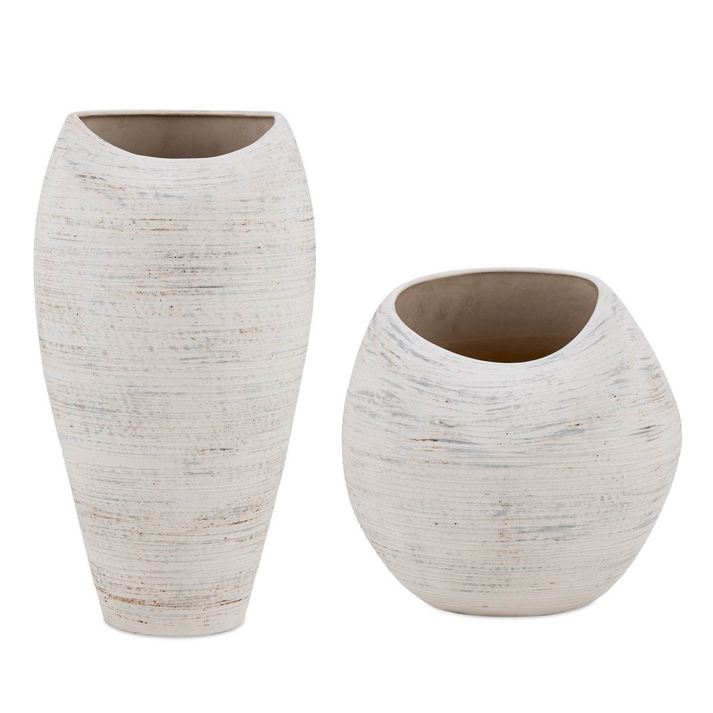 Inara Indoor-Outdoor Vases, White, Set of 2