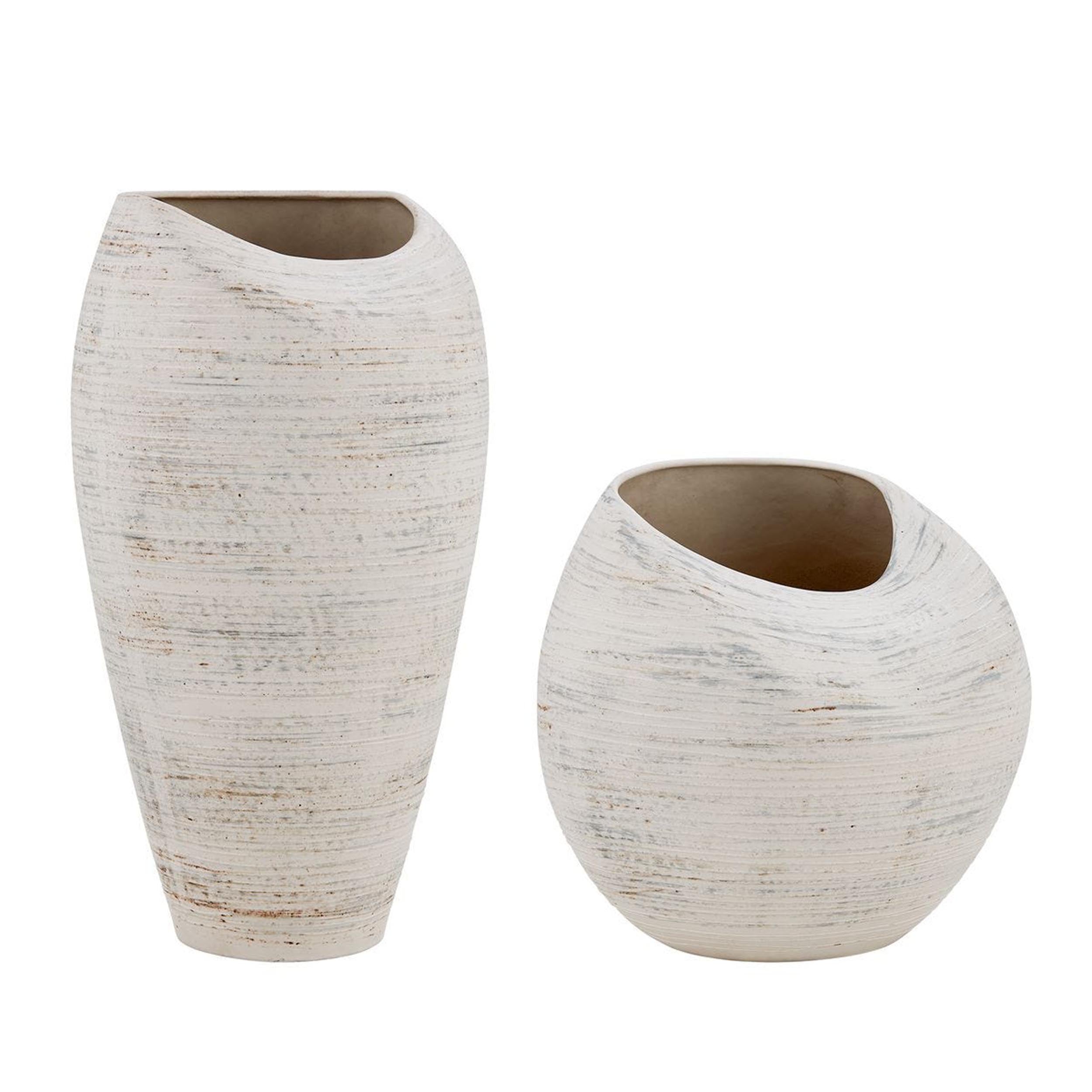 Inara Indoor-Outdoor Vases, White, Set of 2