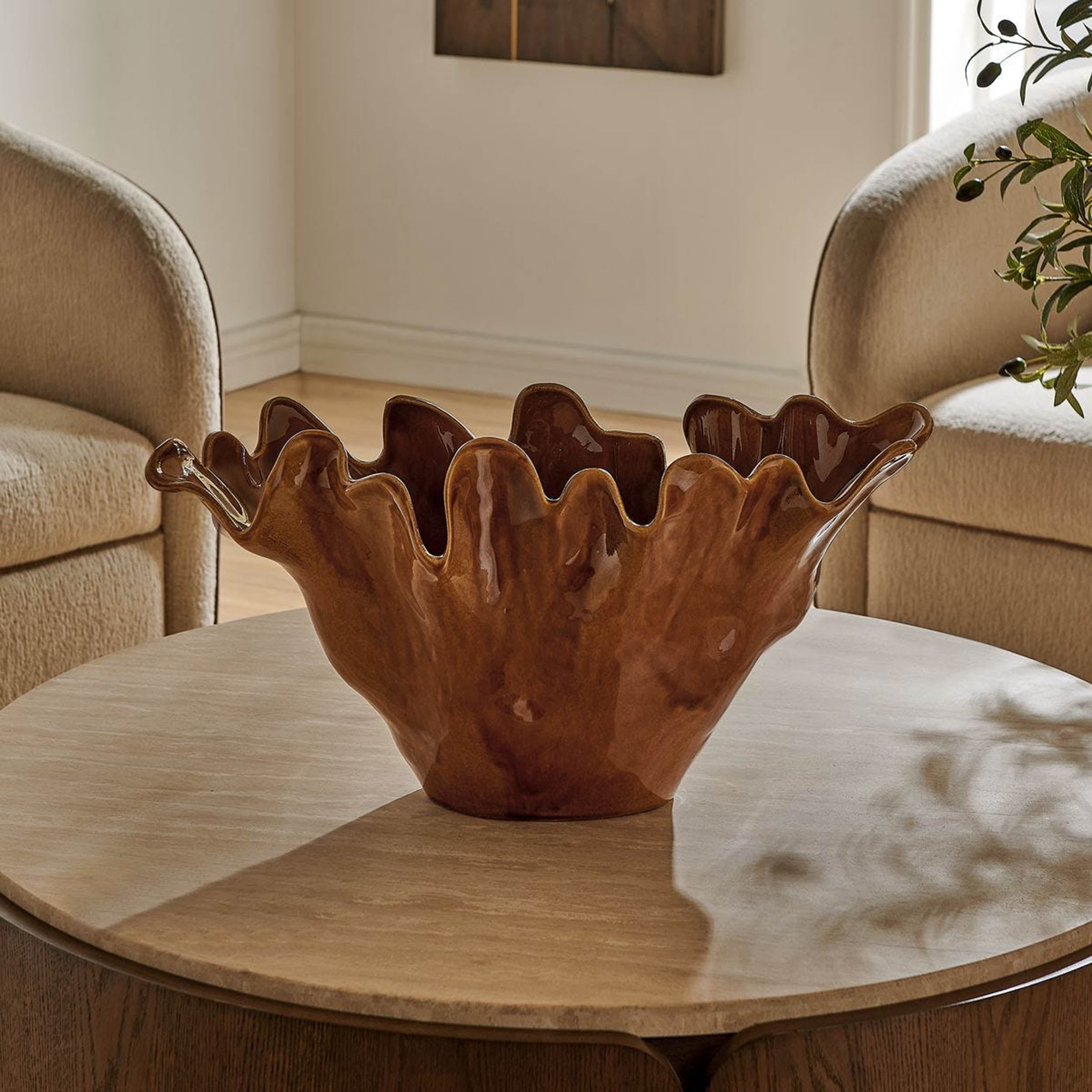 Amber Tide Indoor-Outdoor Bowl, Brown