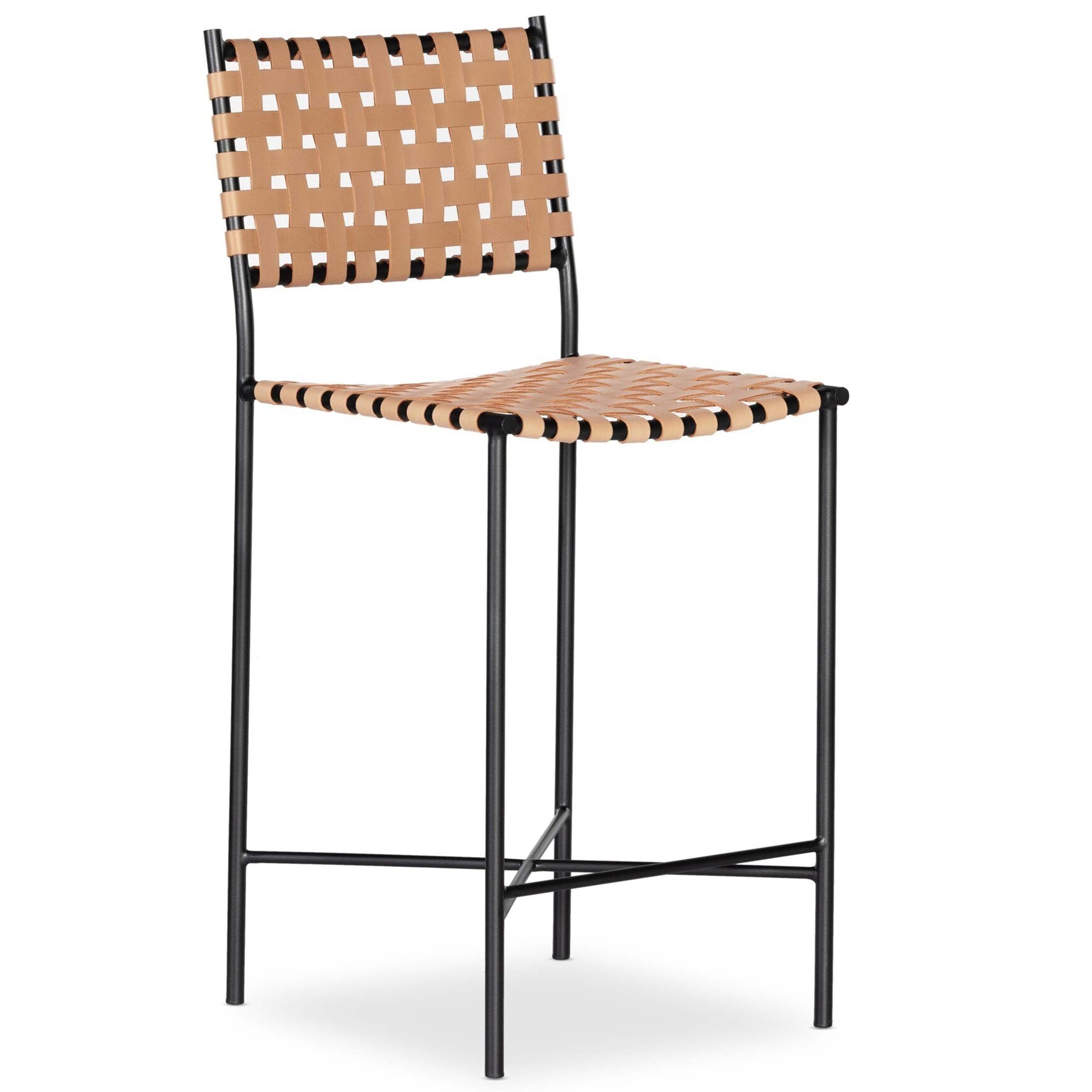 Garza Counter Stool, Natural Leather