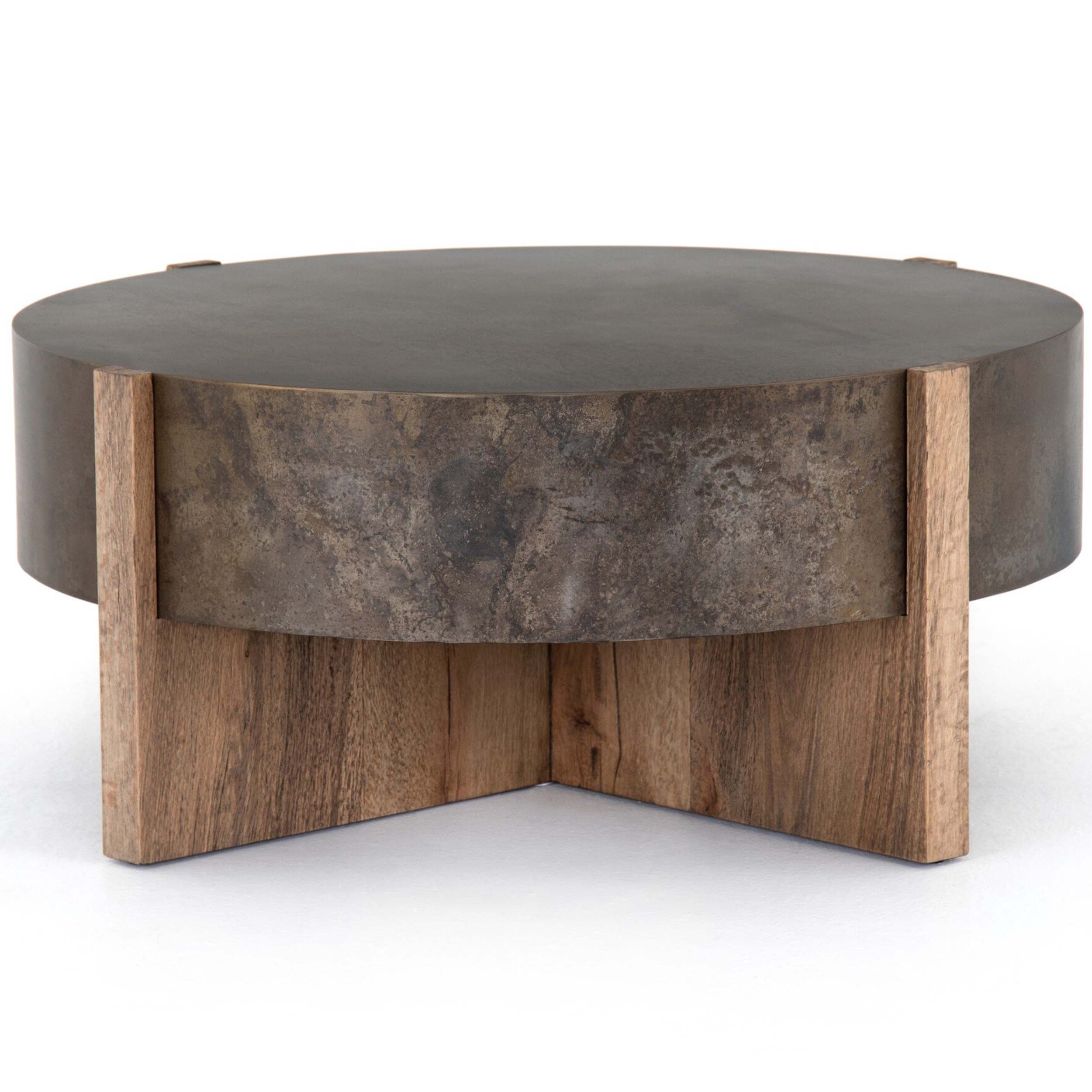 Bingham Coffee Table, Rustic Oak Veneer, Distressed Iron